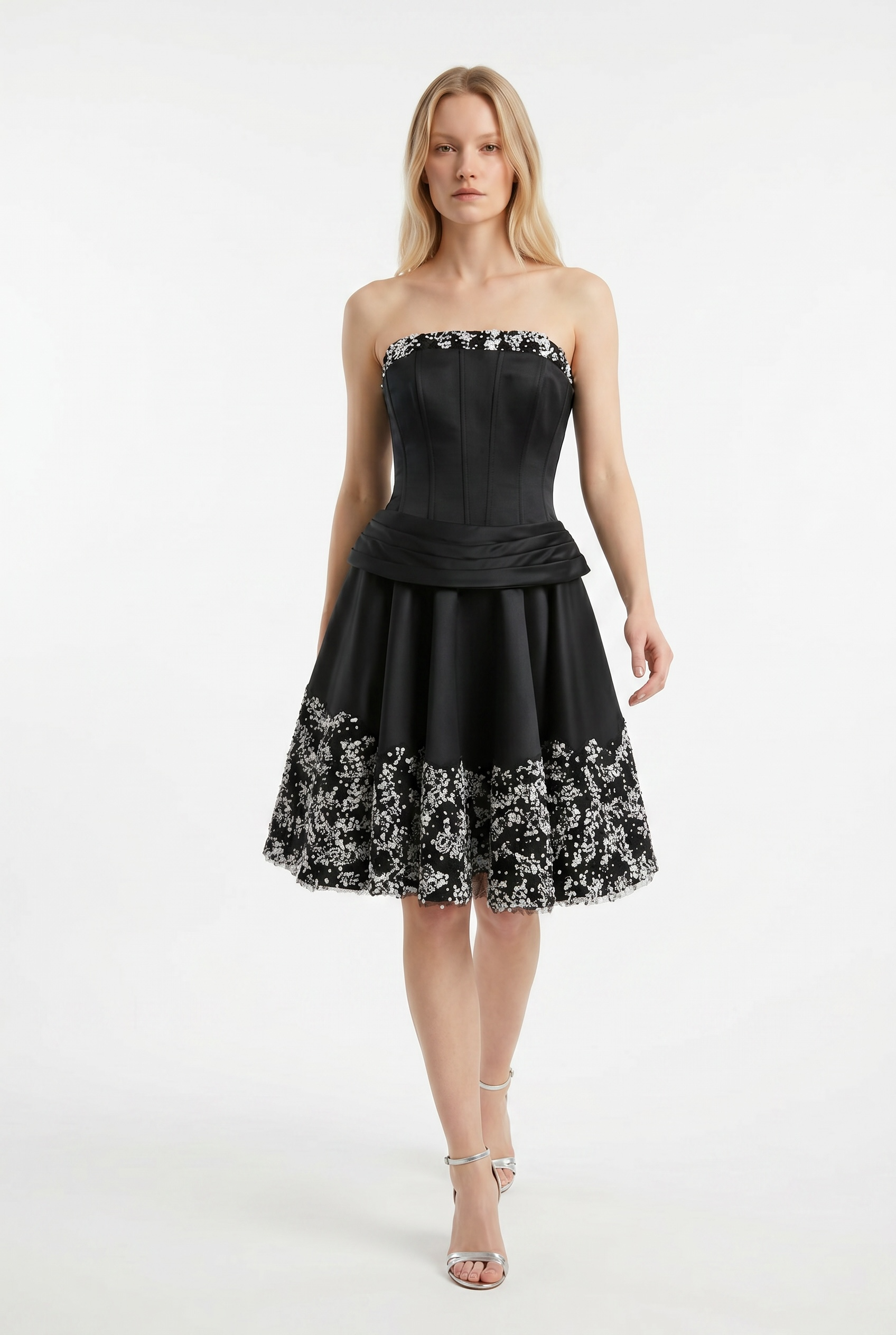 Strapless Sequined Corset Cocktail Dress