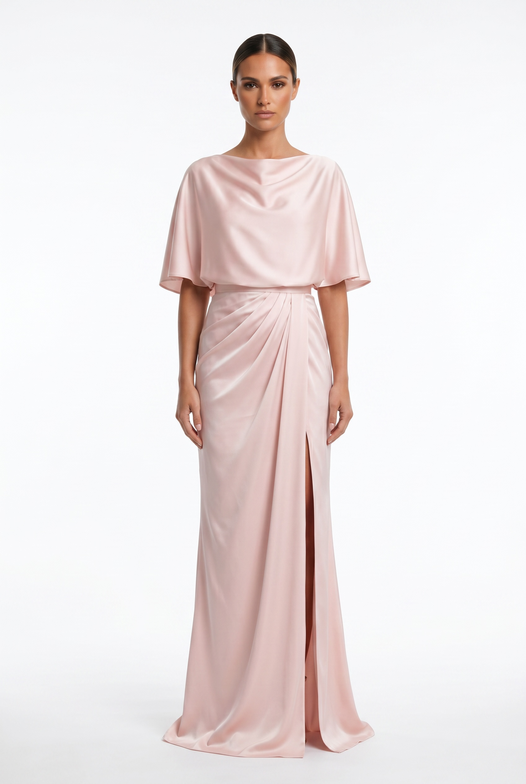 Satin Draped Top & Skirt Set