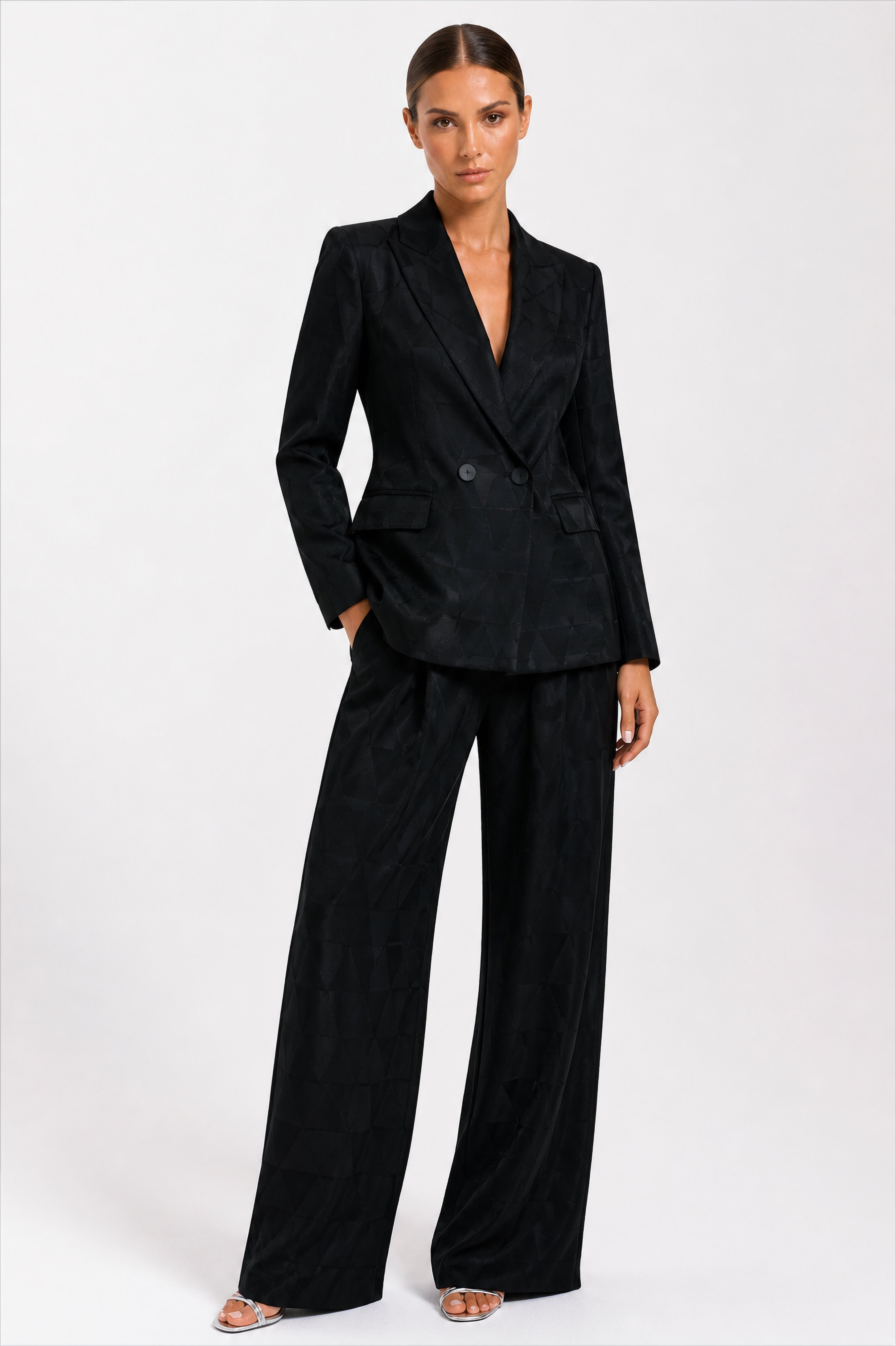 Geometric Silk Pantsuit