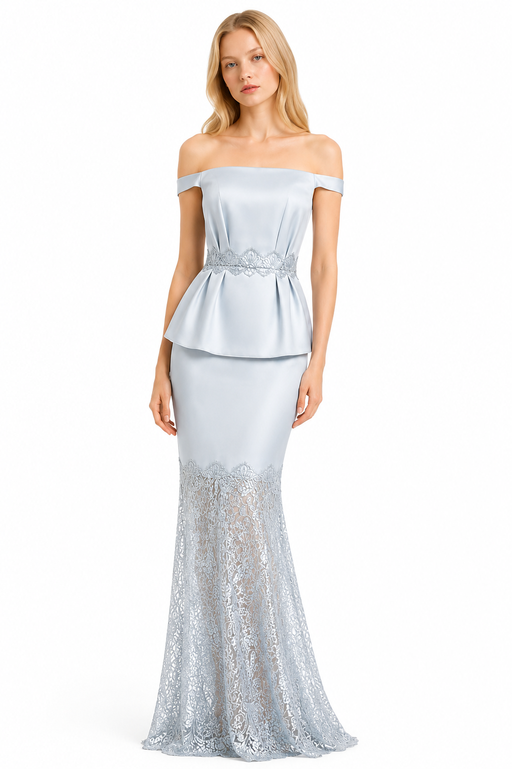 Ice Blue Pure Silk Skirt & Top Set