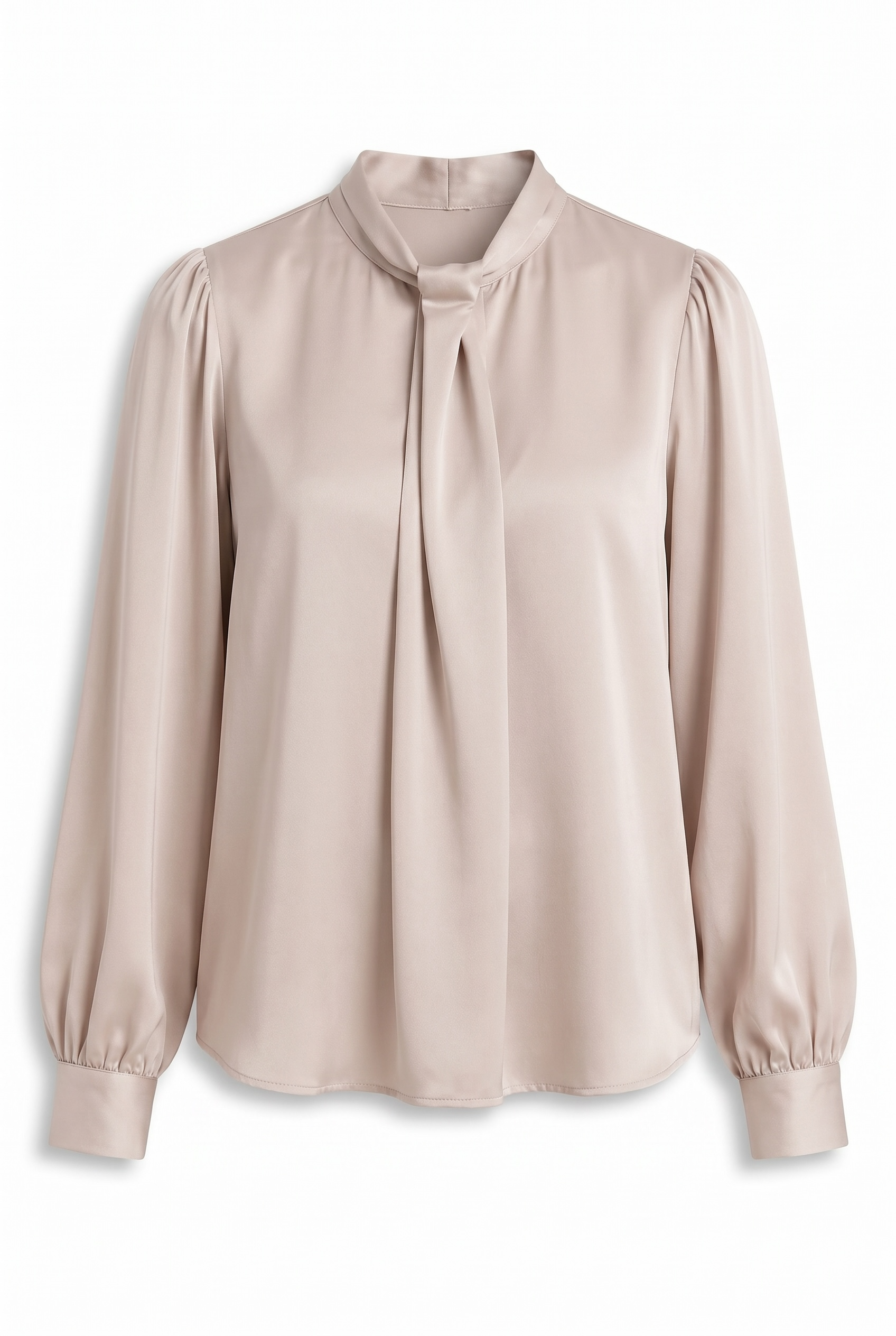 Lustre Tie-Neck Satin Blouse