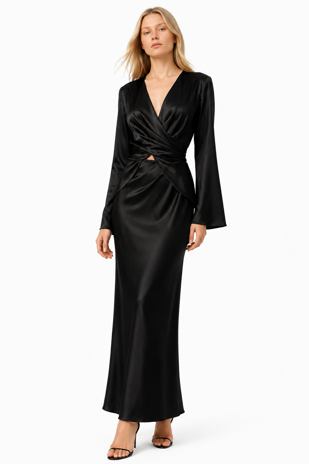 Silk Twist-Waist Top & Skirt Set