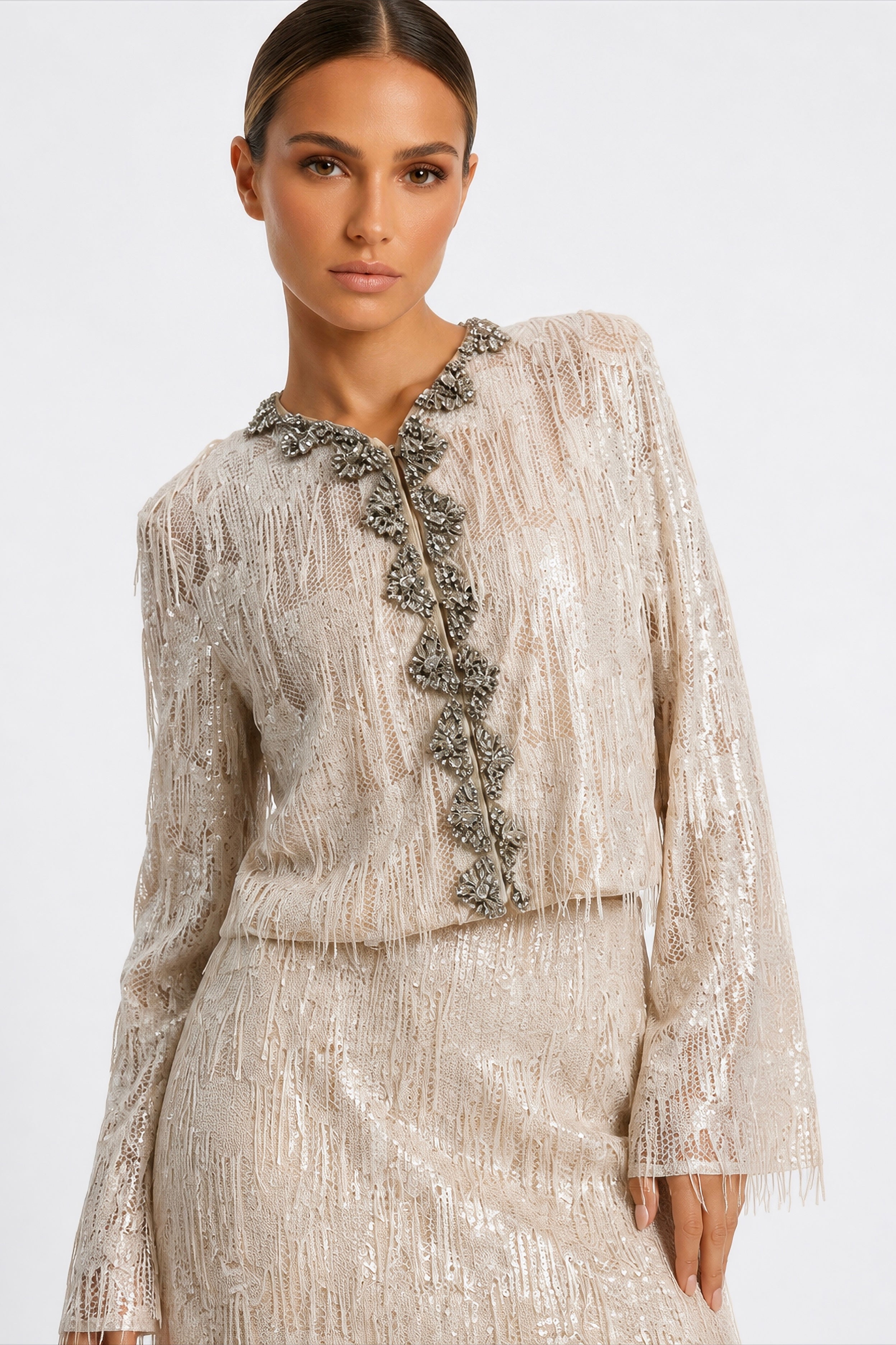 Champagne Fringe Sequin Jacket
