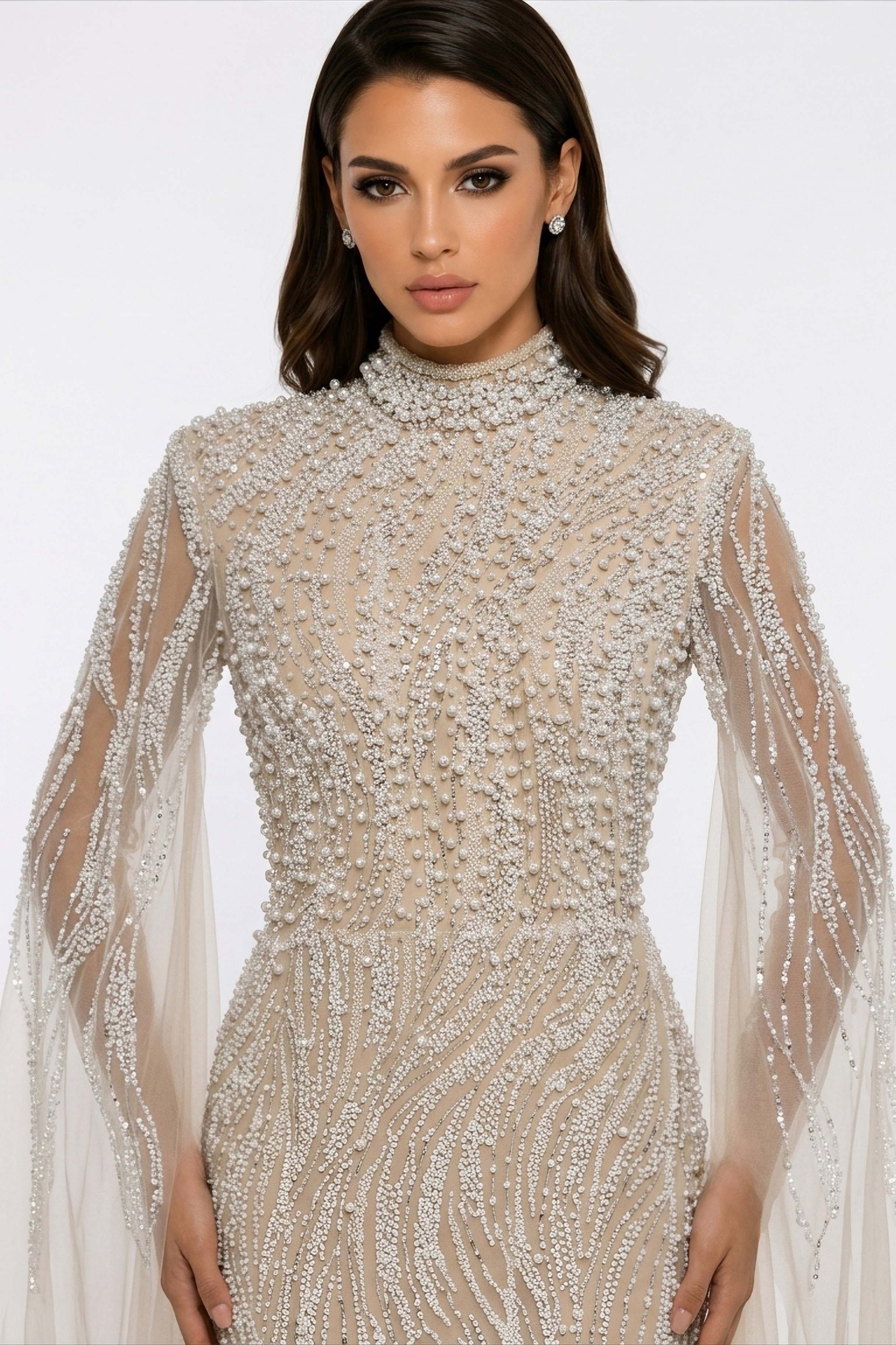 Opaline Cascade Crystal Gown