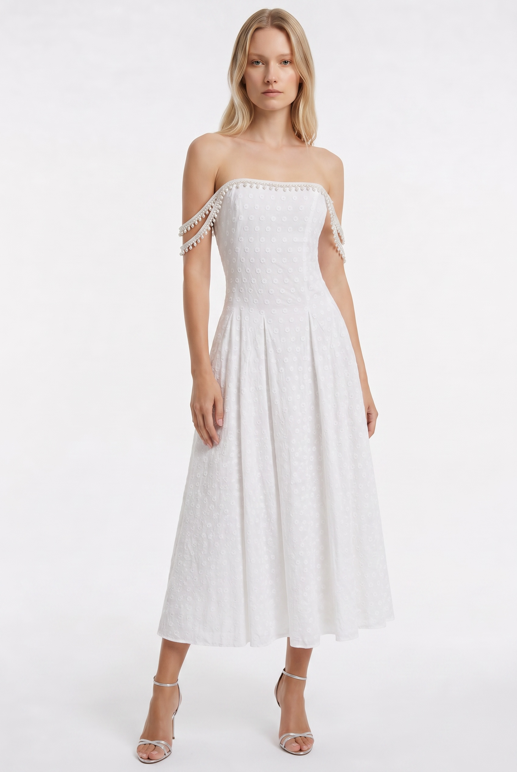 Pearl Trim A-Line Midi
