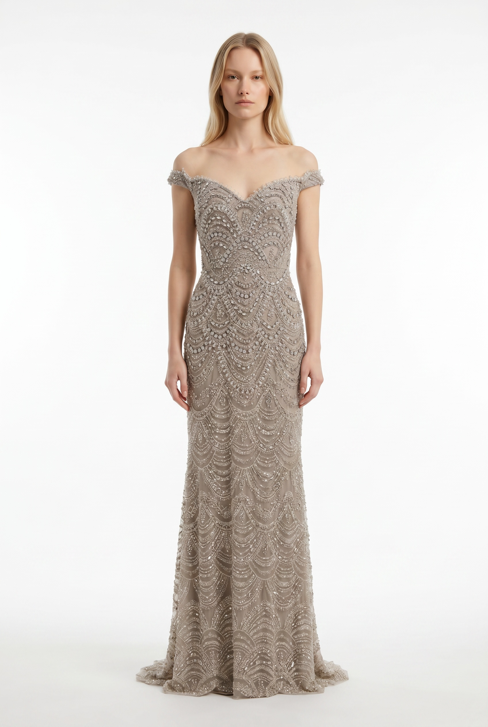 The Scalloped Off-Shoulder Gown