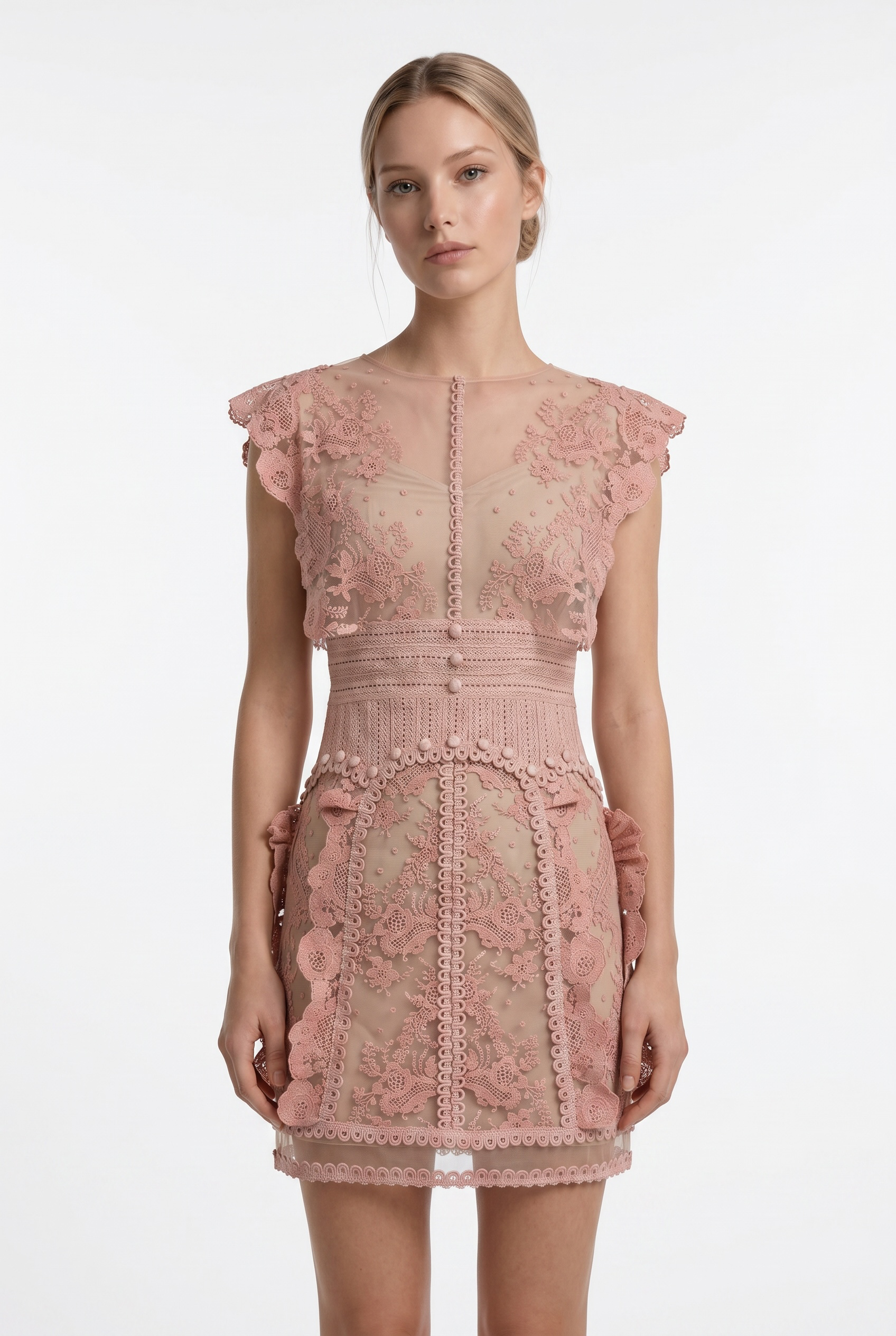 Blush Lace Mini Dress