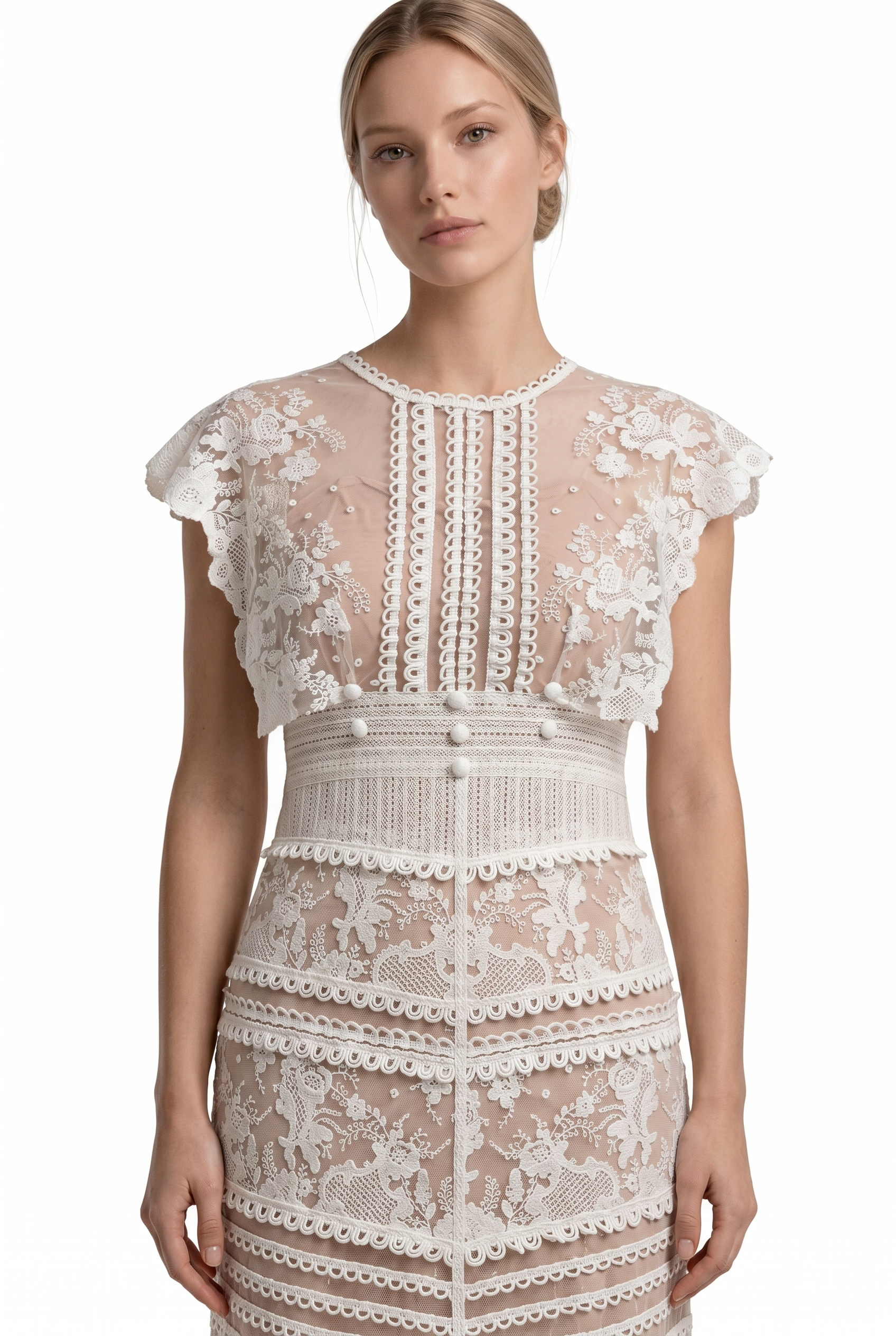 White Lace Midi Dress