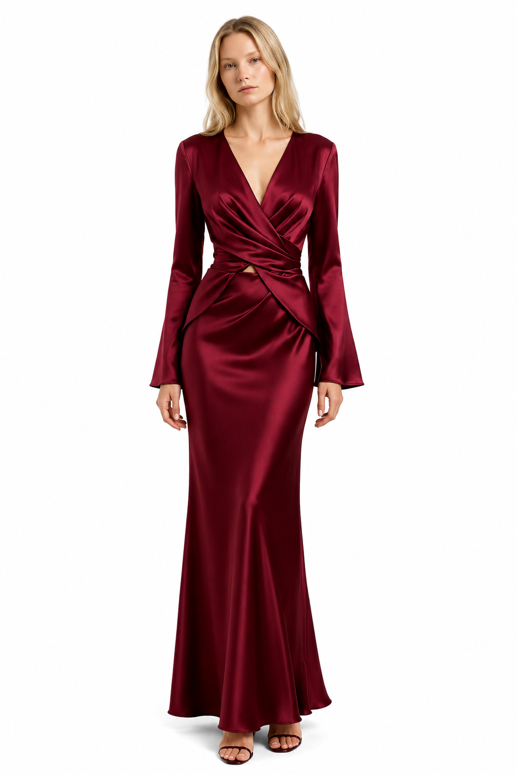 Silk Twist-Waist Top & Skirt Set