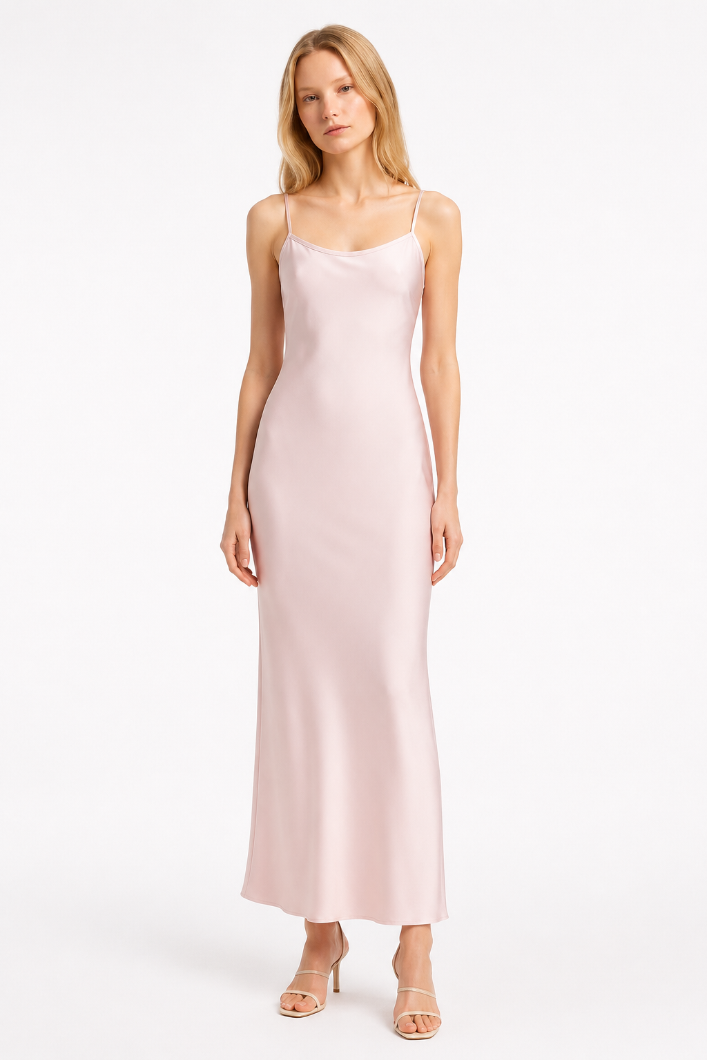 Silk Blush Slip Dress & Cape Set