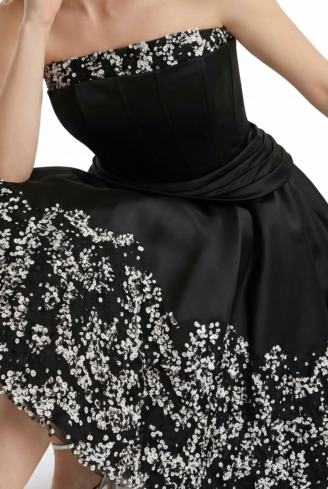 Strapless Sequined Corset Cocktail Dress
