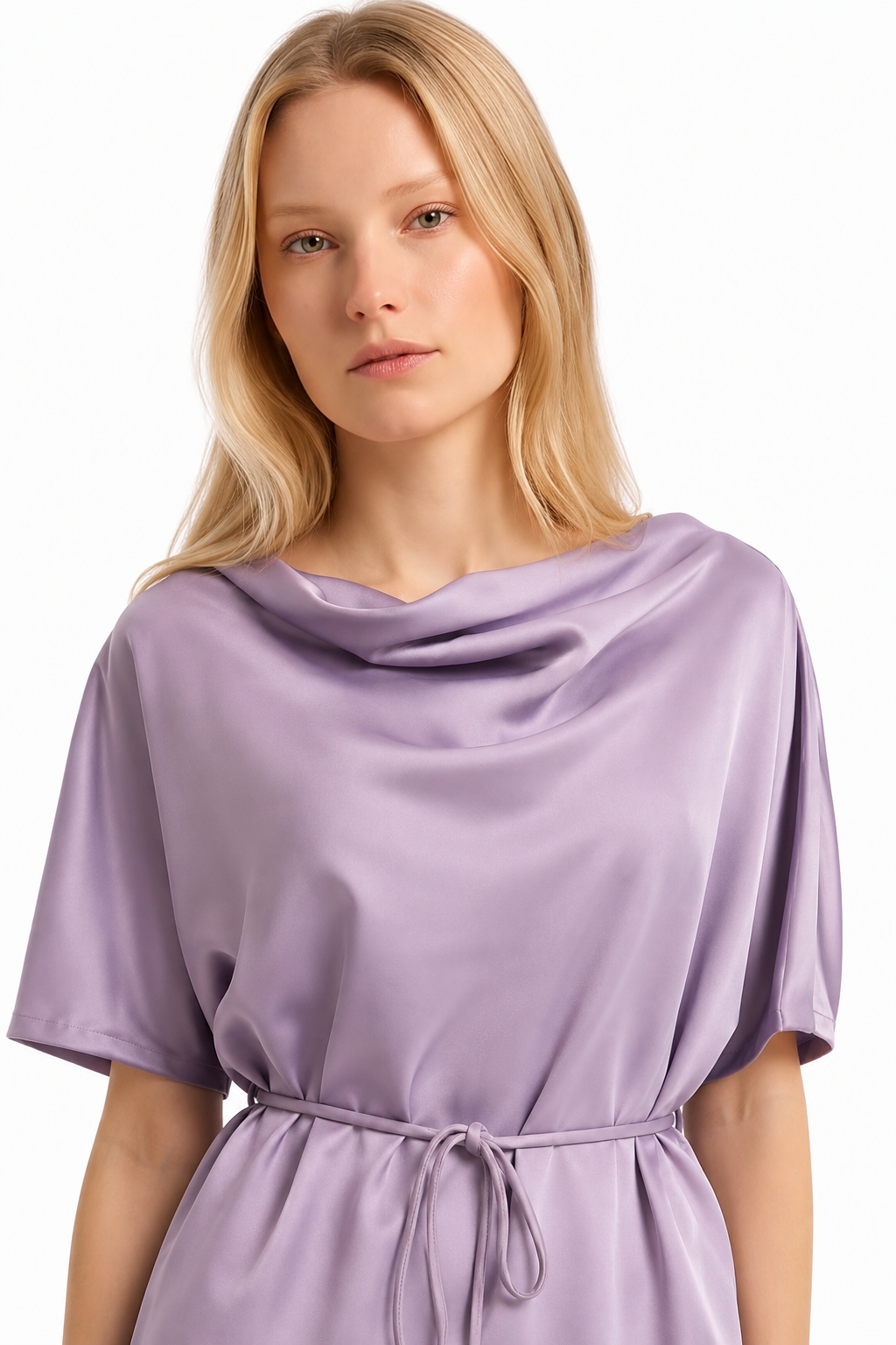 Silk Cowl-Neck Top & Wide-Leg Pant Set