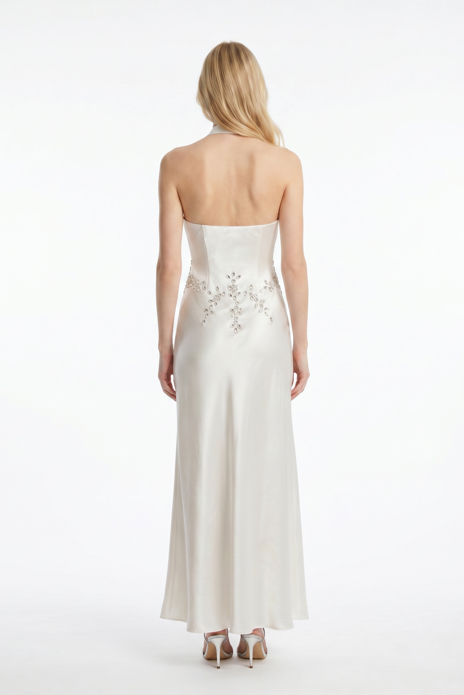 Crystal Cascade Halter Gown