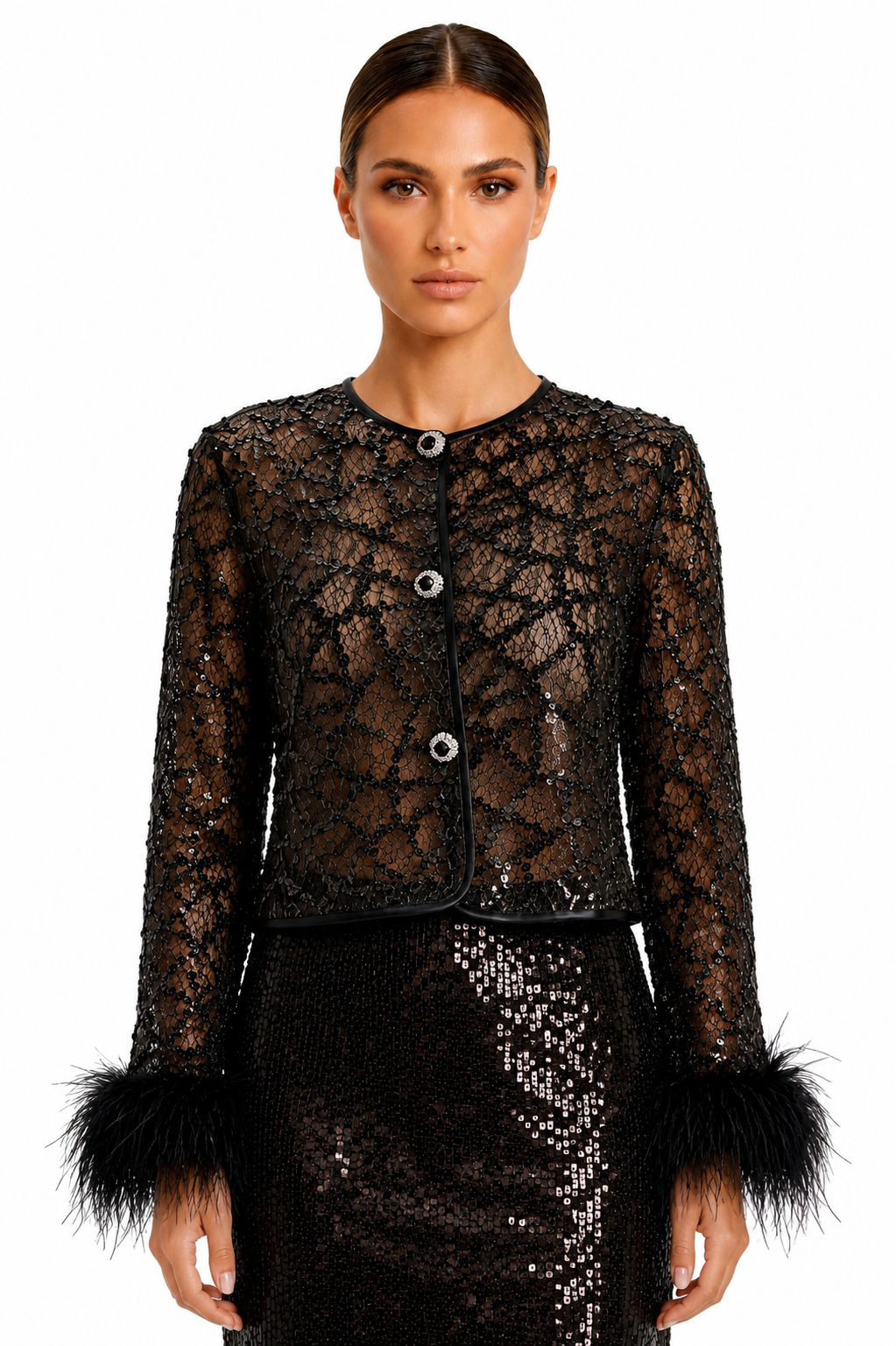 Black Lace Sequin Jacket