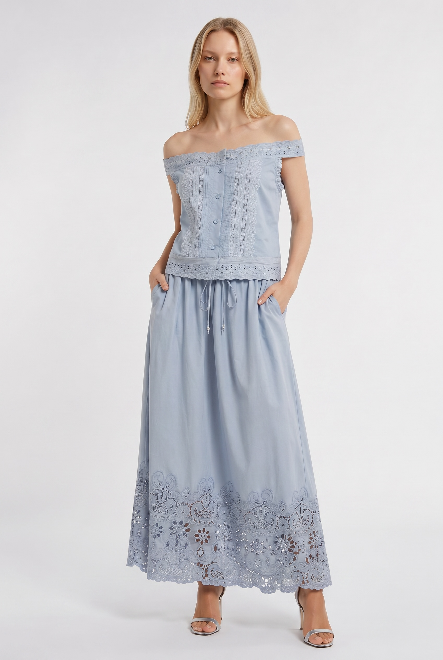 Lace Whisper Off-Shoulder Set