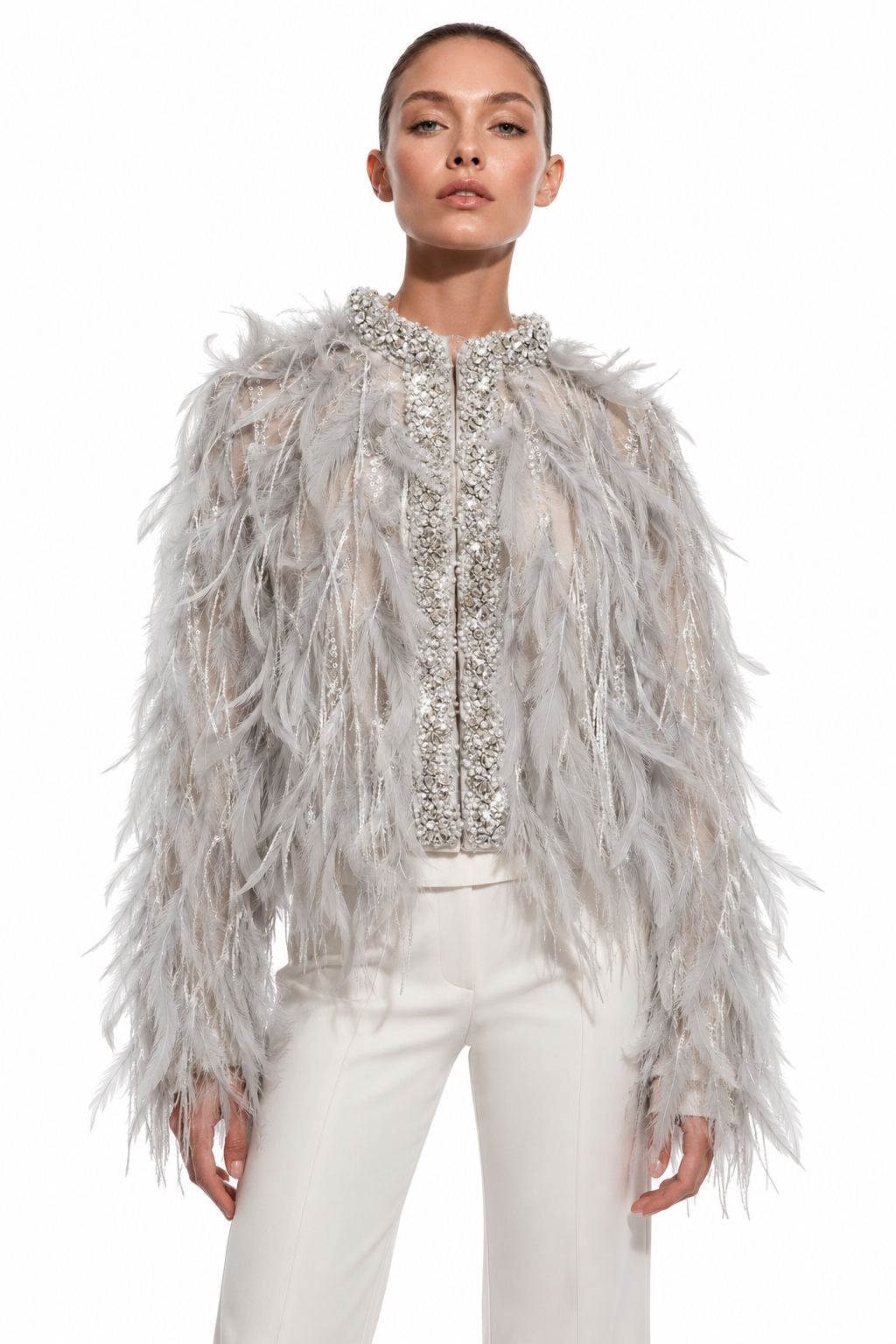 Aurora Feather Embellished Jacket
