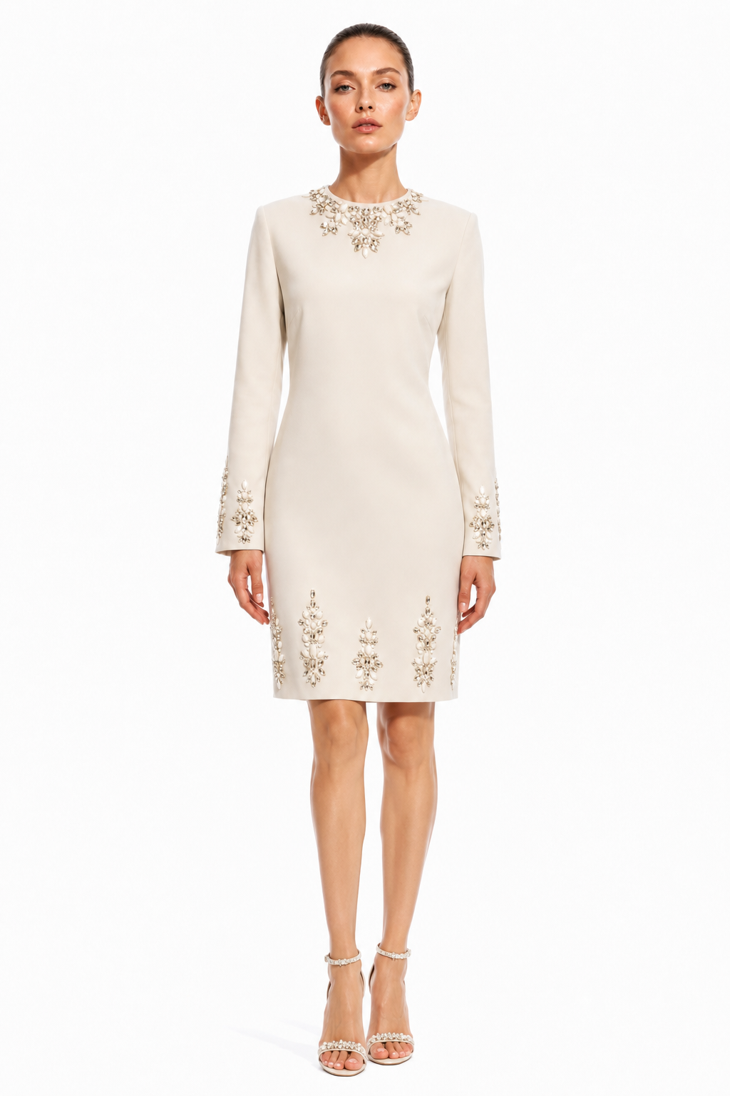 Embellished Crepe Mini Dress