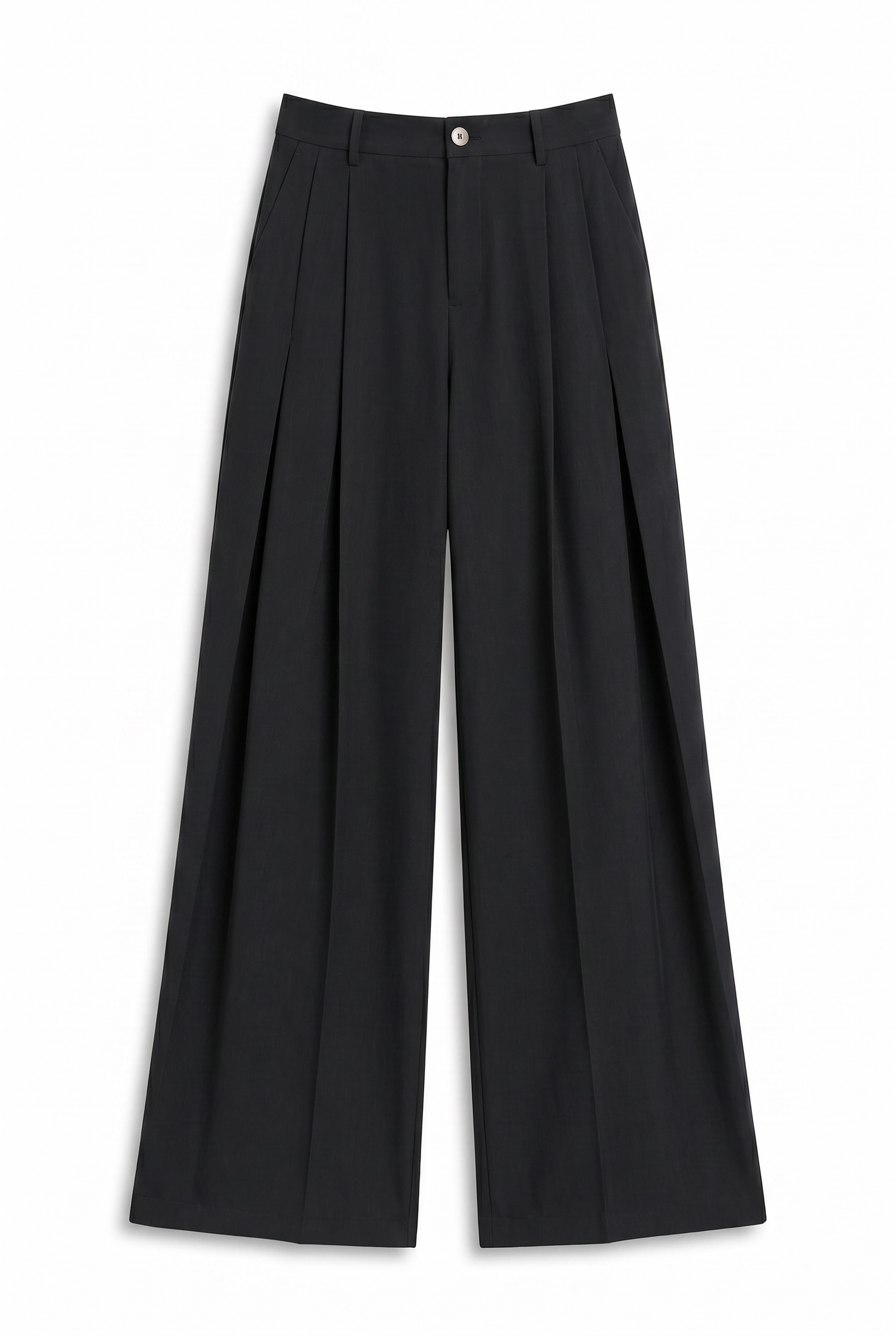 High-Waisted Pleated Wide-Leg Trousers