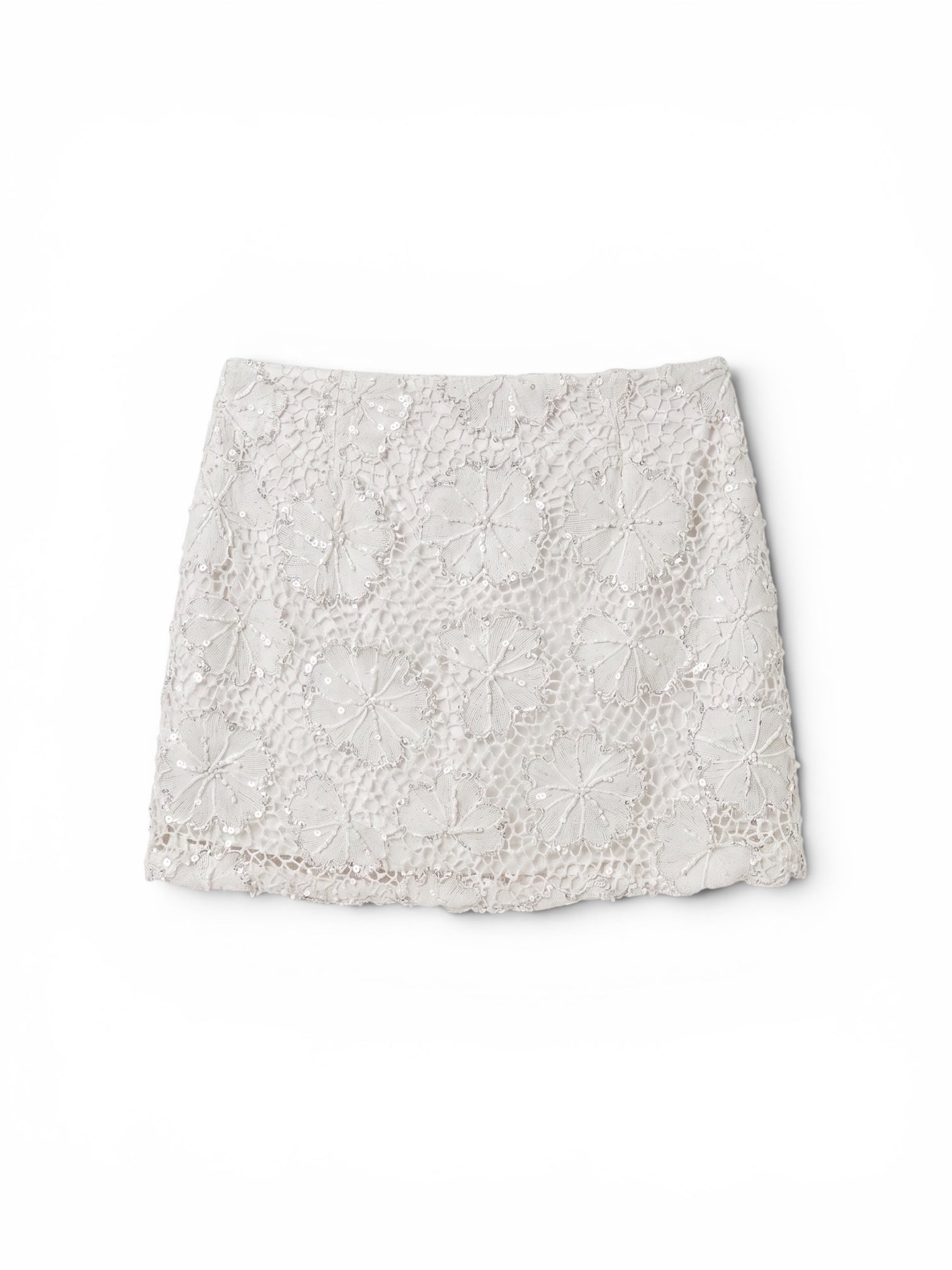 Embellished Lace Mini Skirt