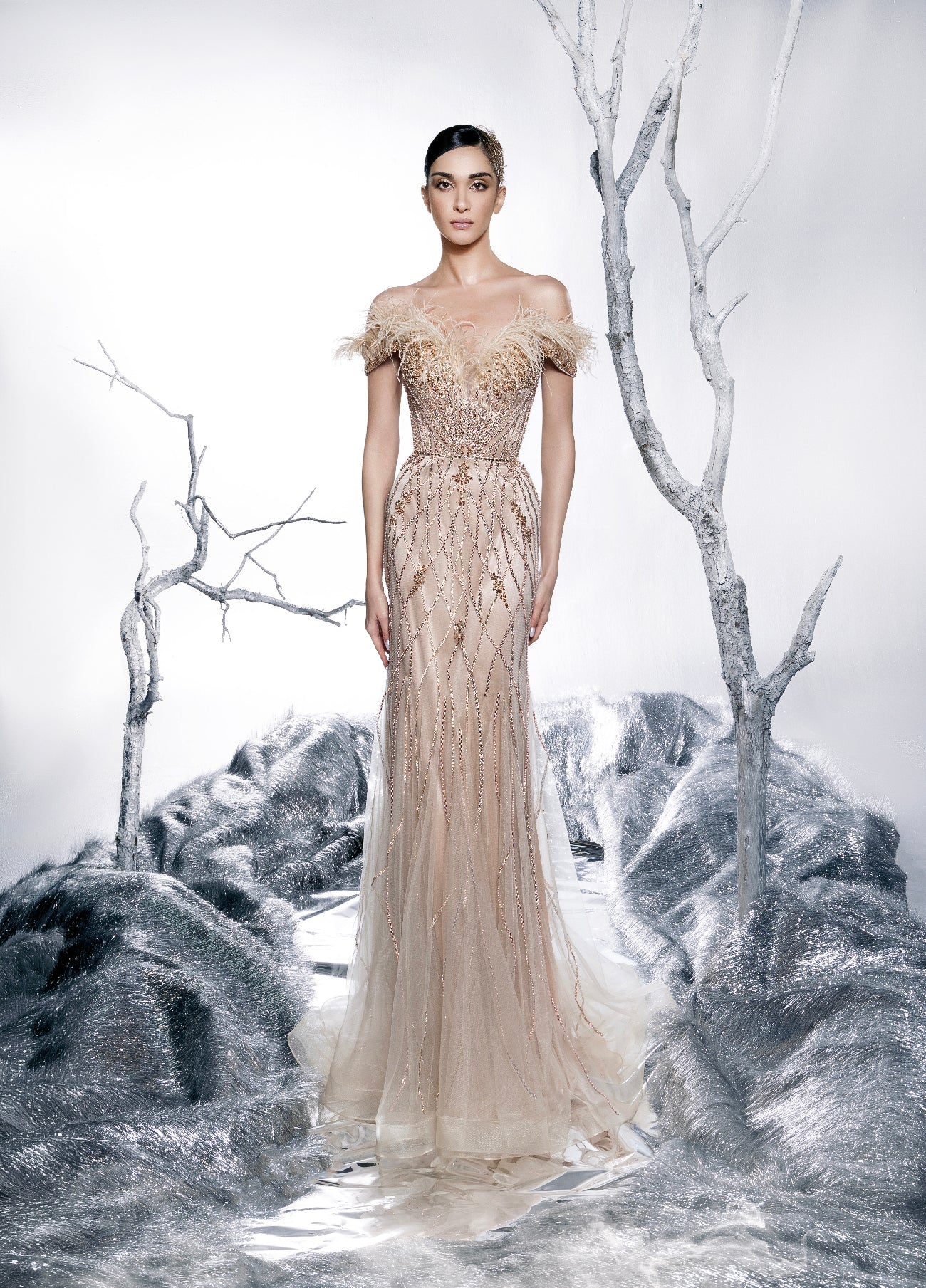Feathered Mirage Gown