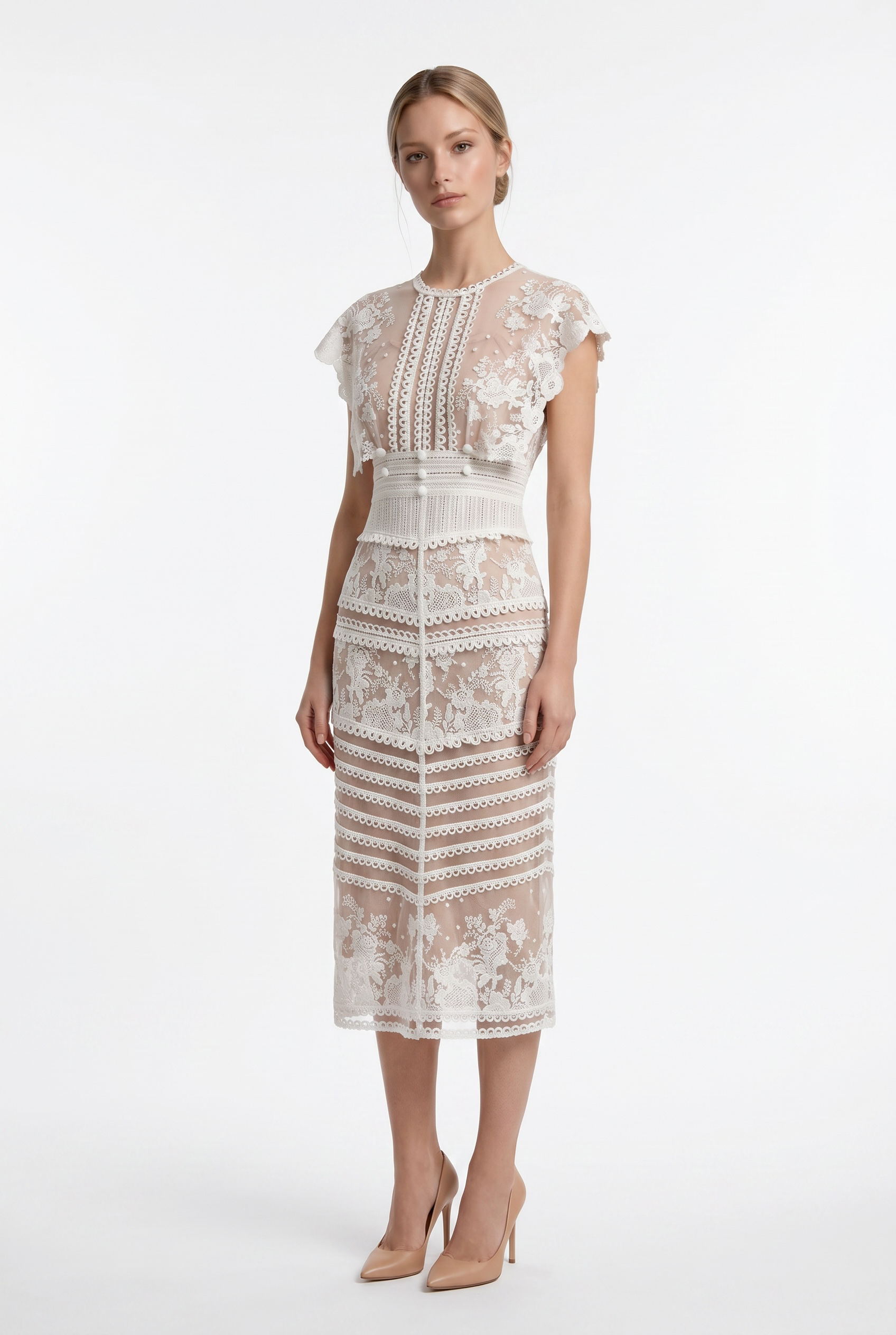 White Lace Midi Dress