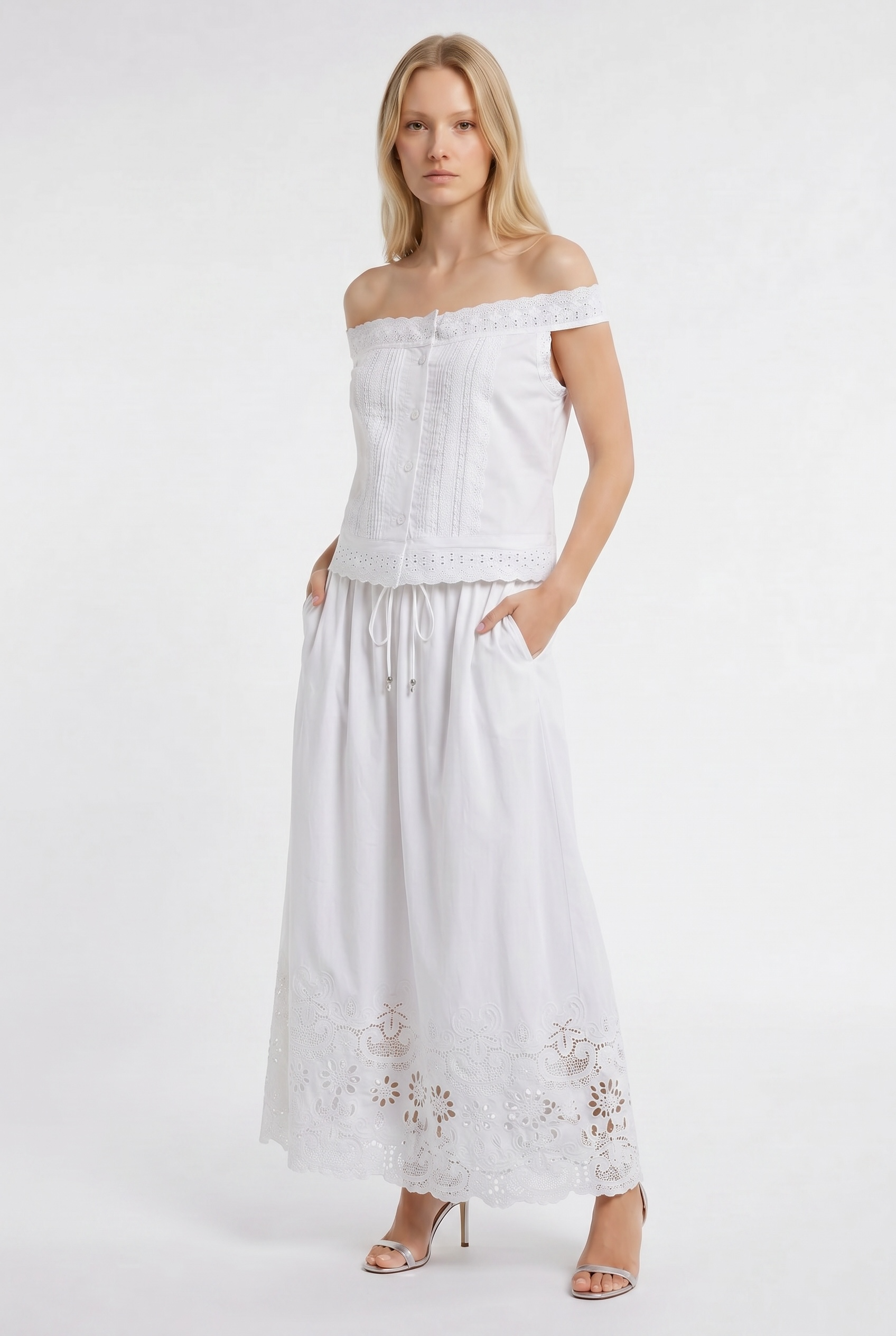 Lace Whisper Off-Shoulder Set