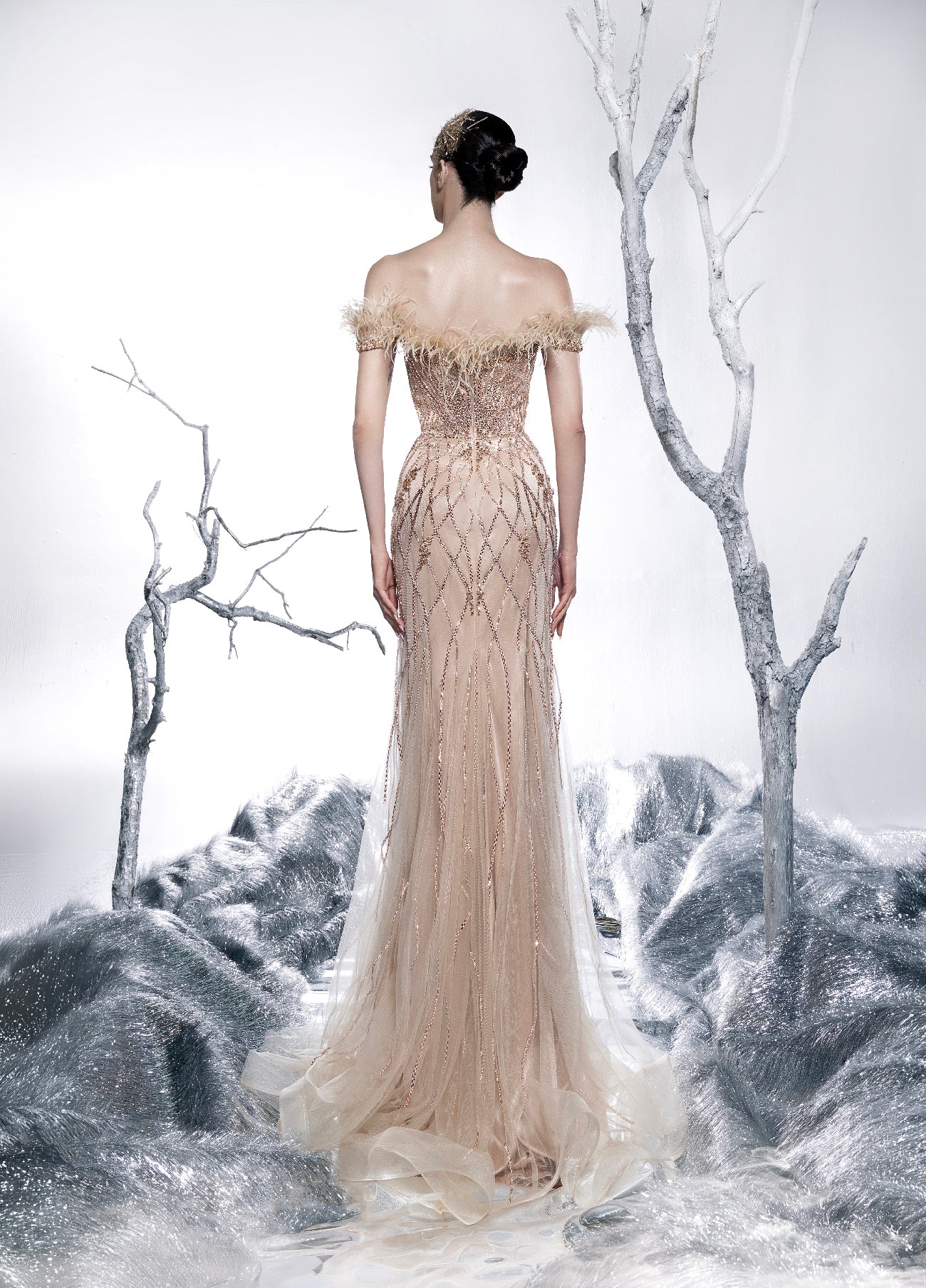 Feathered Mirage Gown