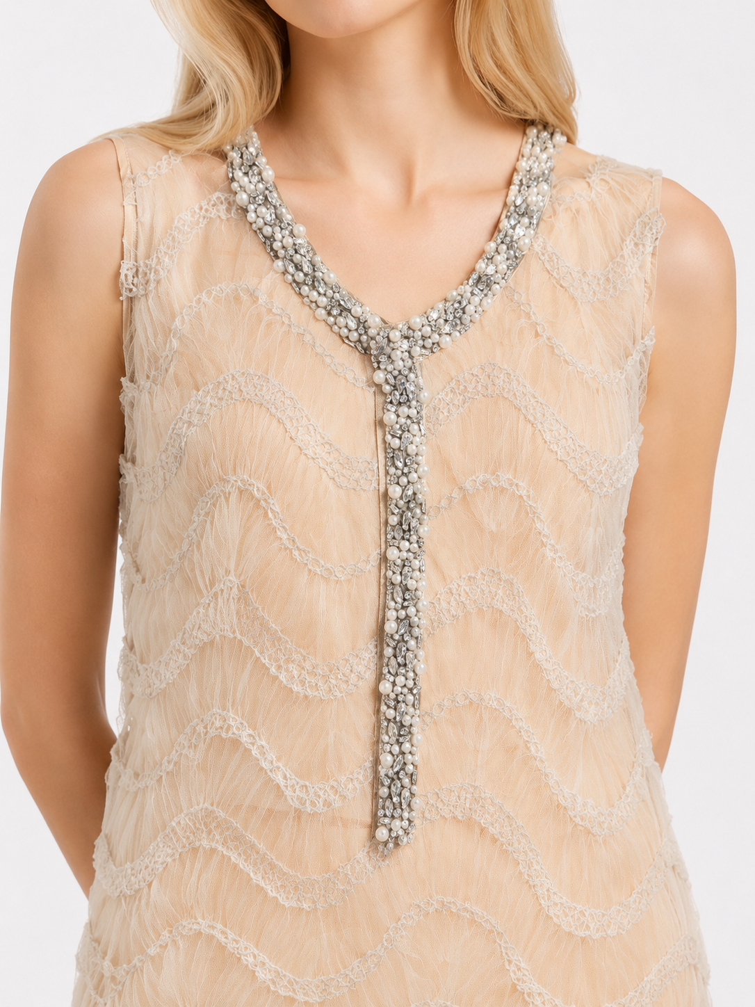 Pearl Embellished Mini Shift Dress