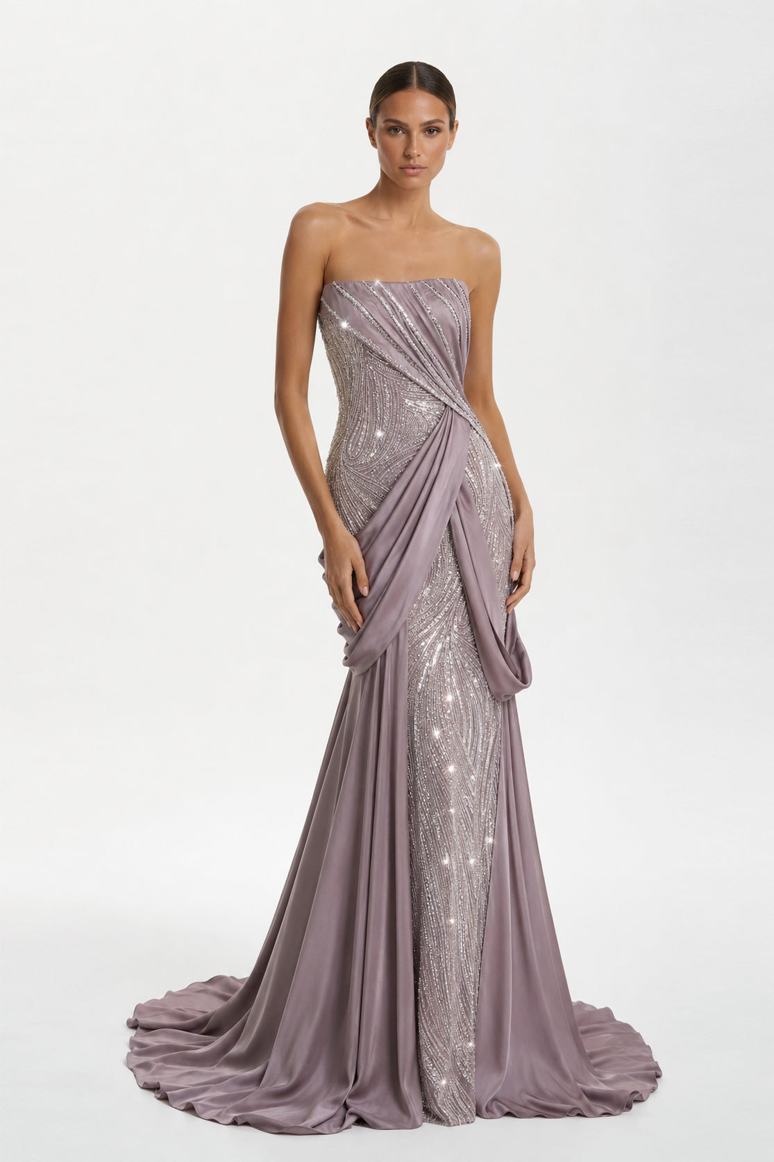 Aurielle Draped Crystal Gown