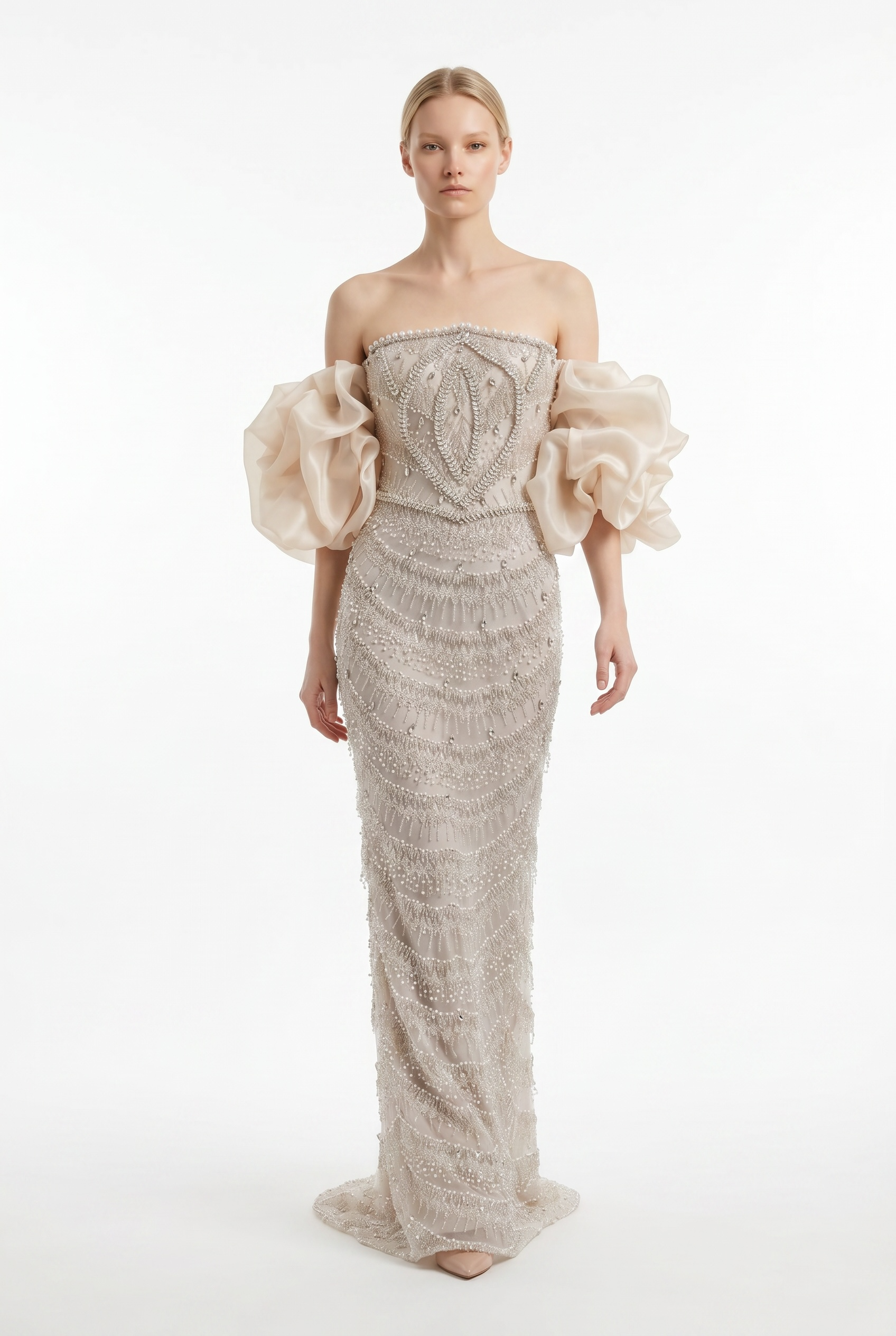 The Pearl Strapless Puff-Sleeve Gown