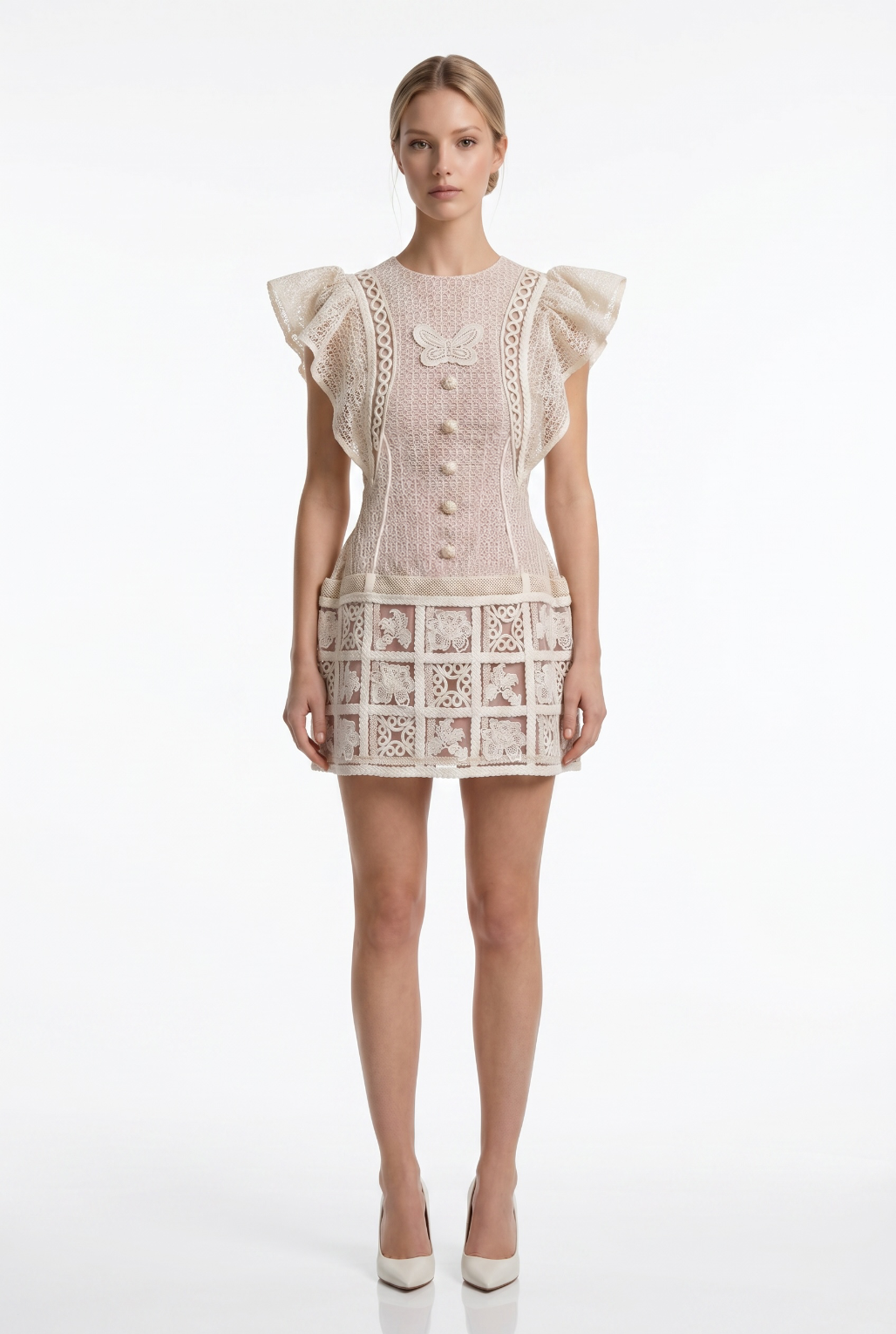Butterfly Lace Mini Dress