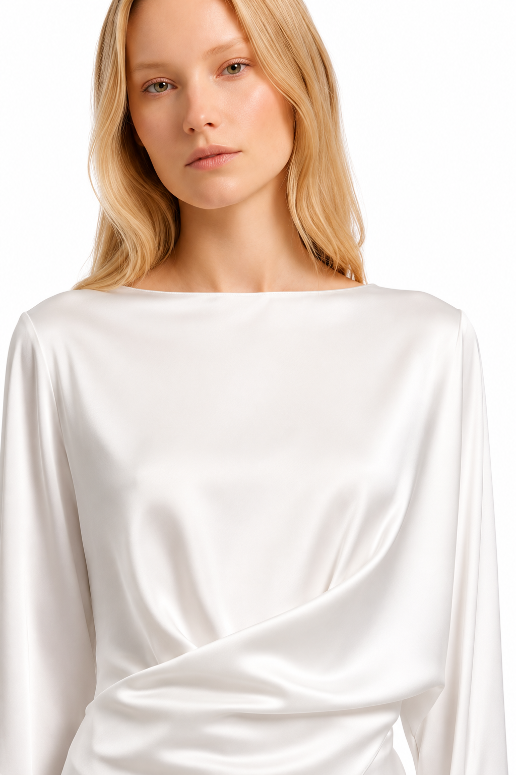 Silk Draped Top & Maxi Skirt Set