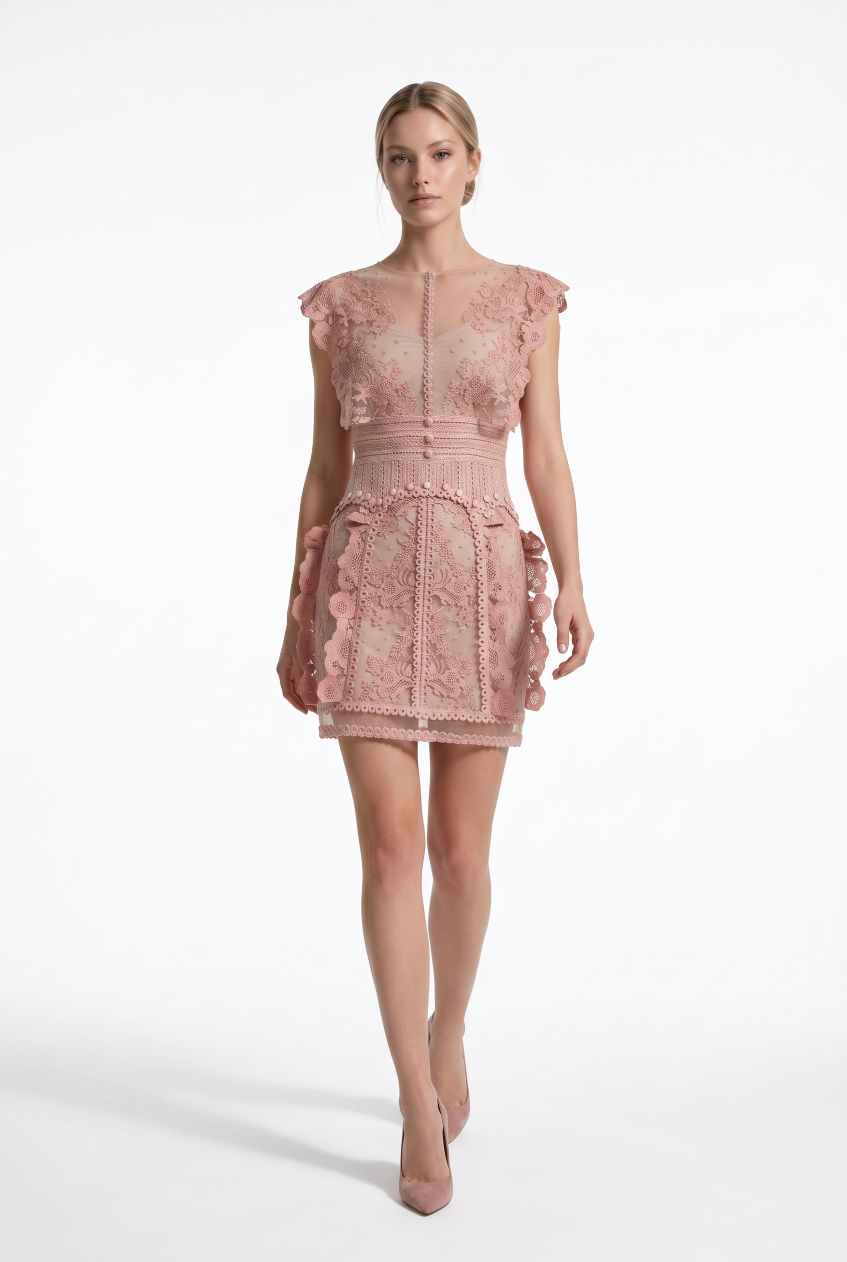 Blush Lace Mini Dress