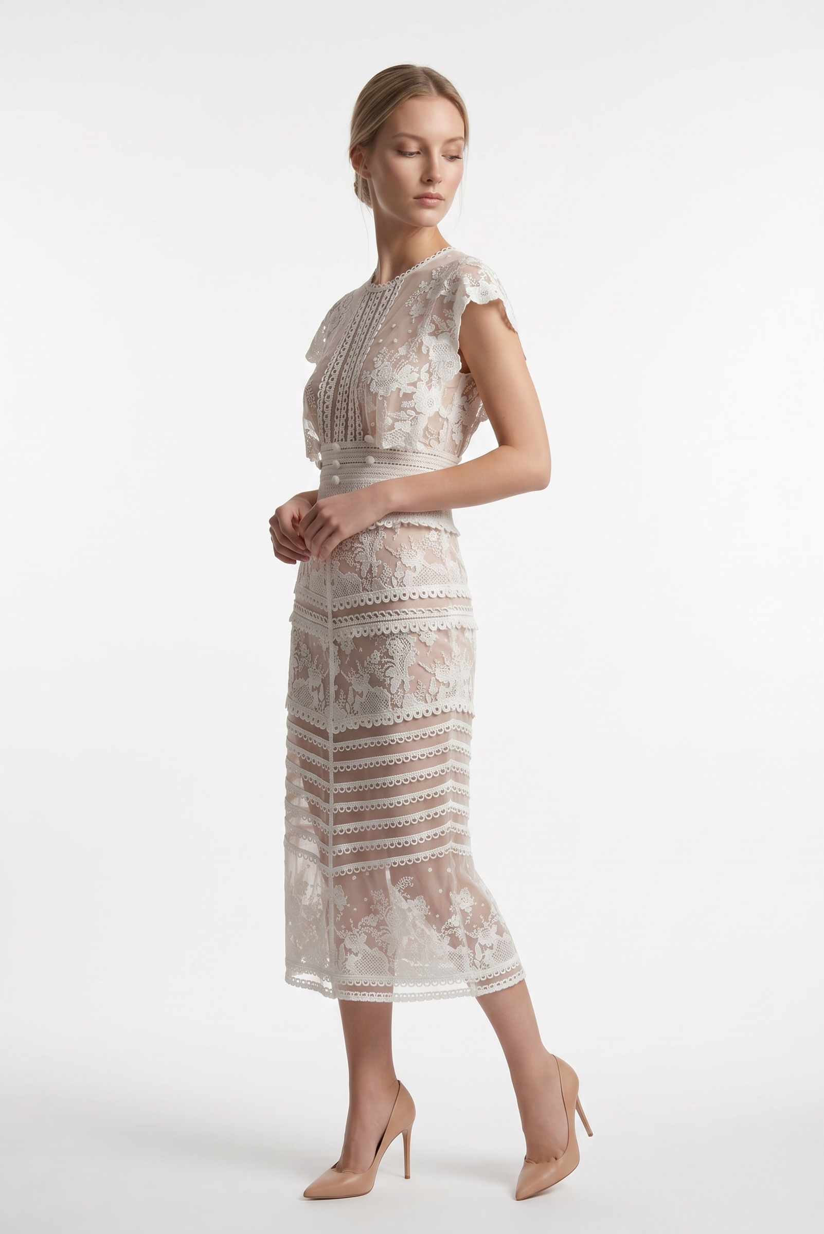 White Lace Midi Dress