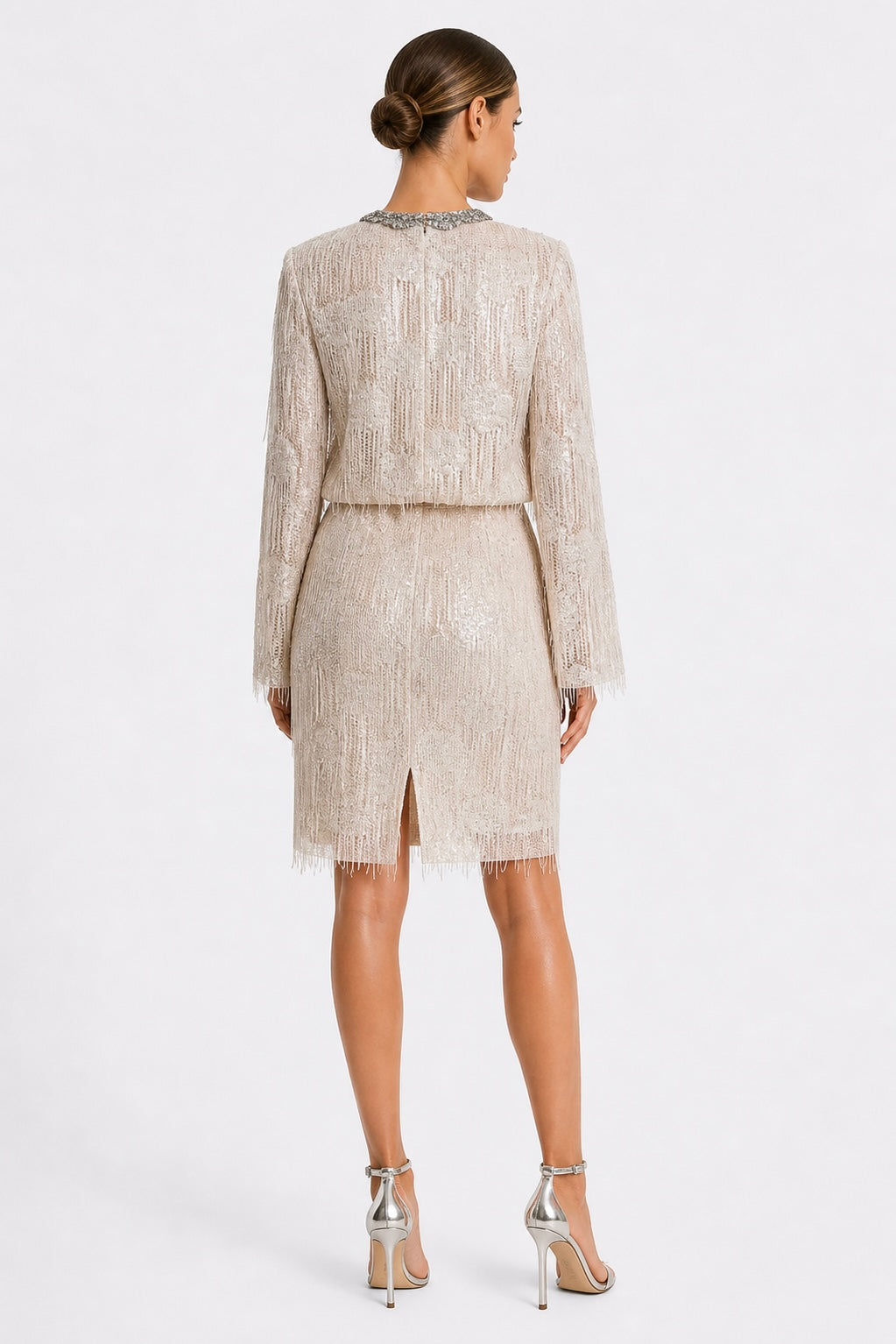 Champagne Fringe Sequin Set