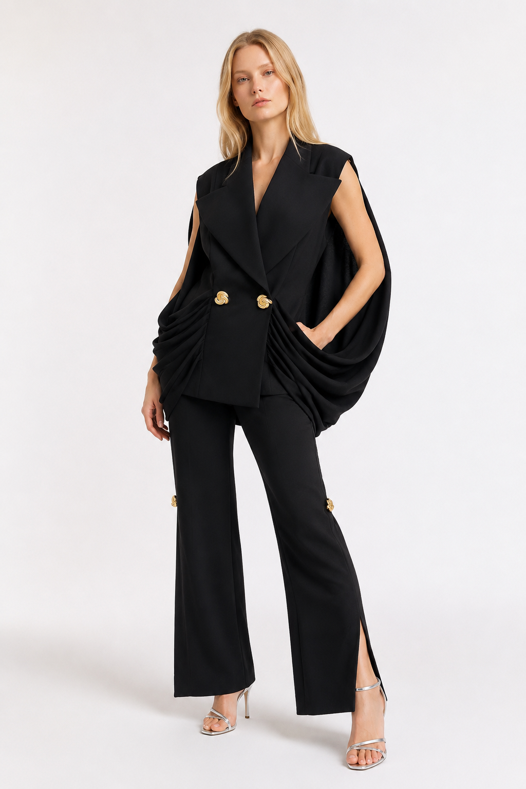 Midnight Drape Power Suit