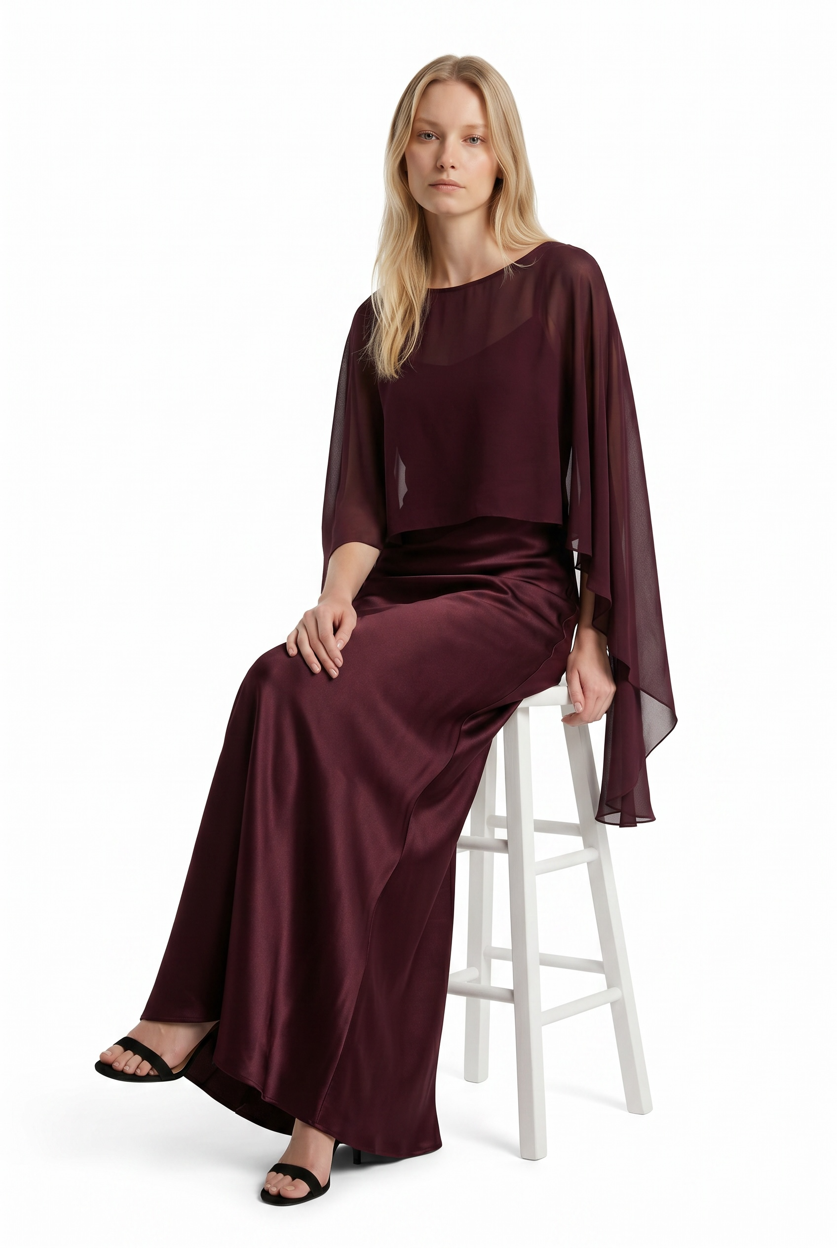 Slip Dress & Sheer Cape Set