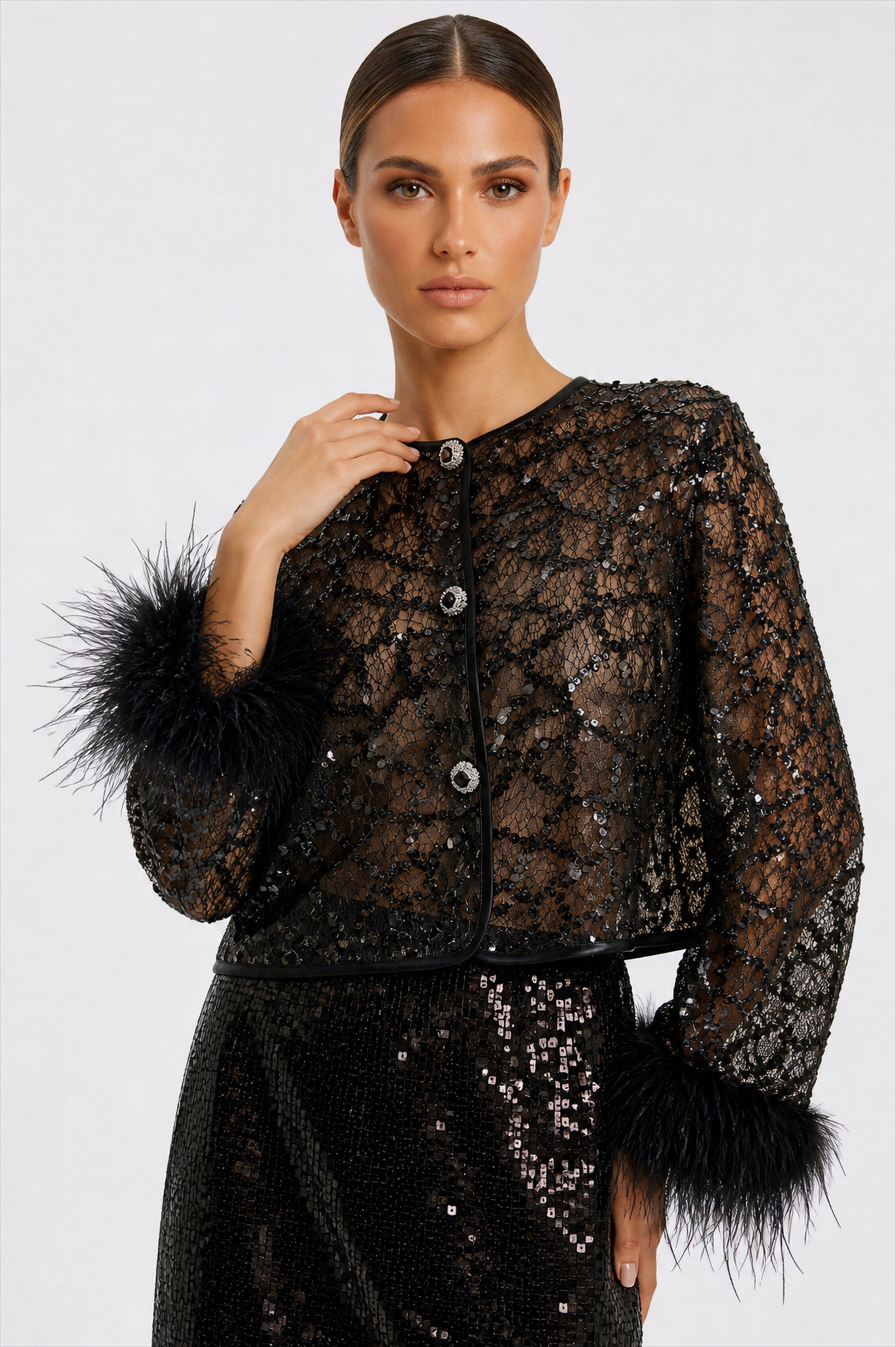 Black Lace Sequin Jacket