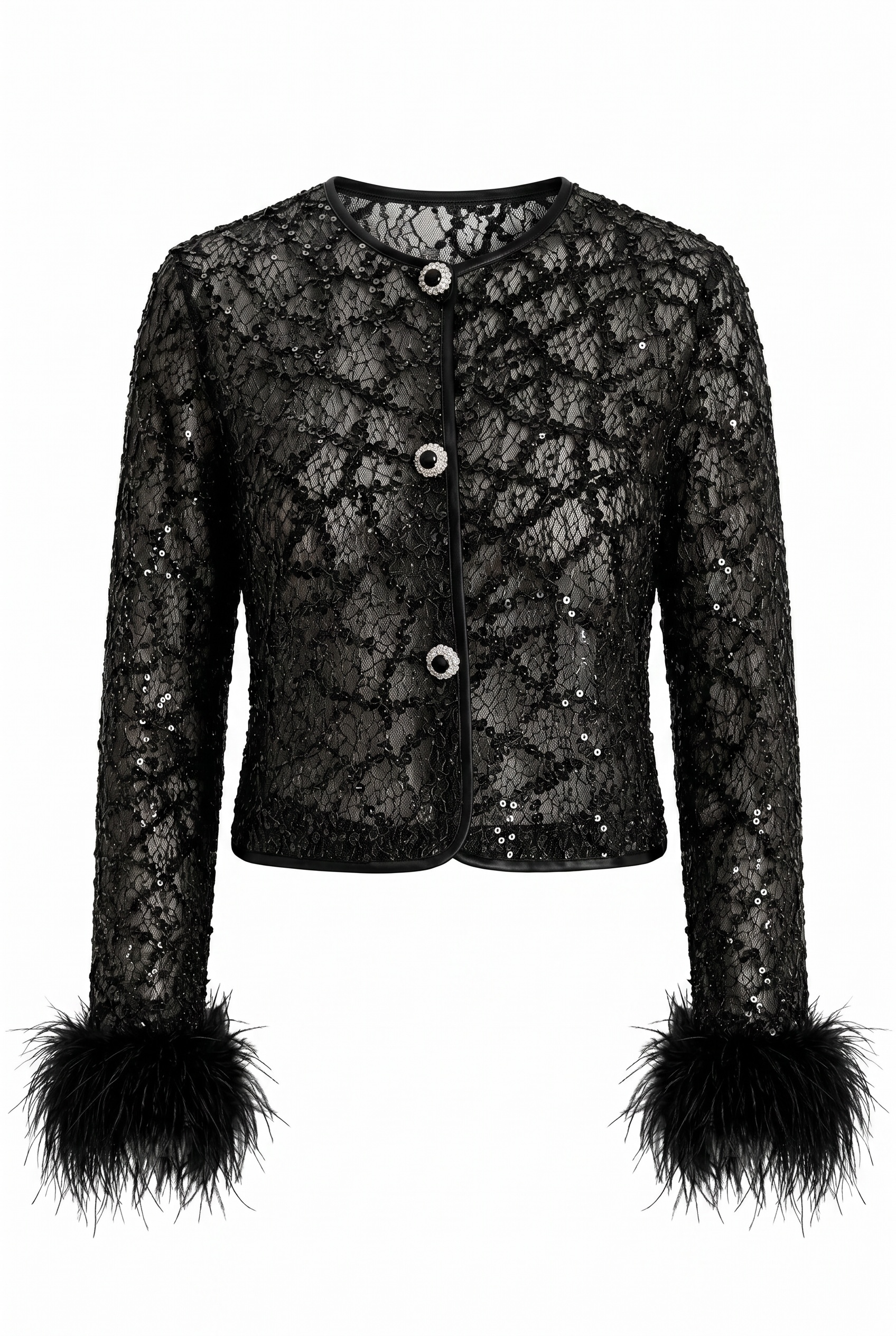 Black Lace Sequin Jacket