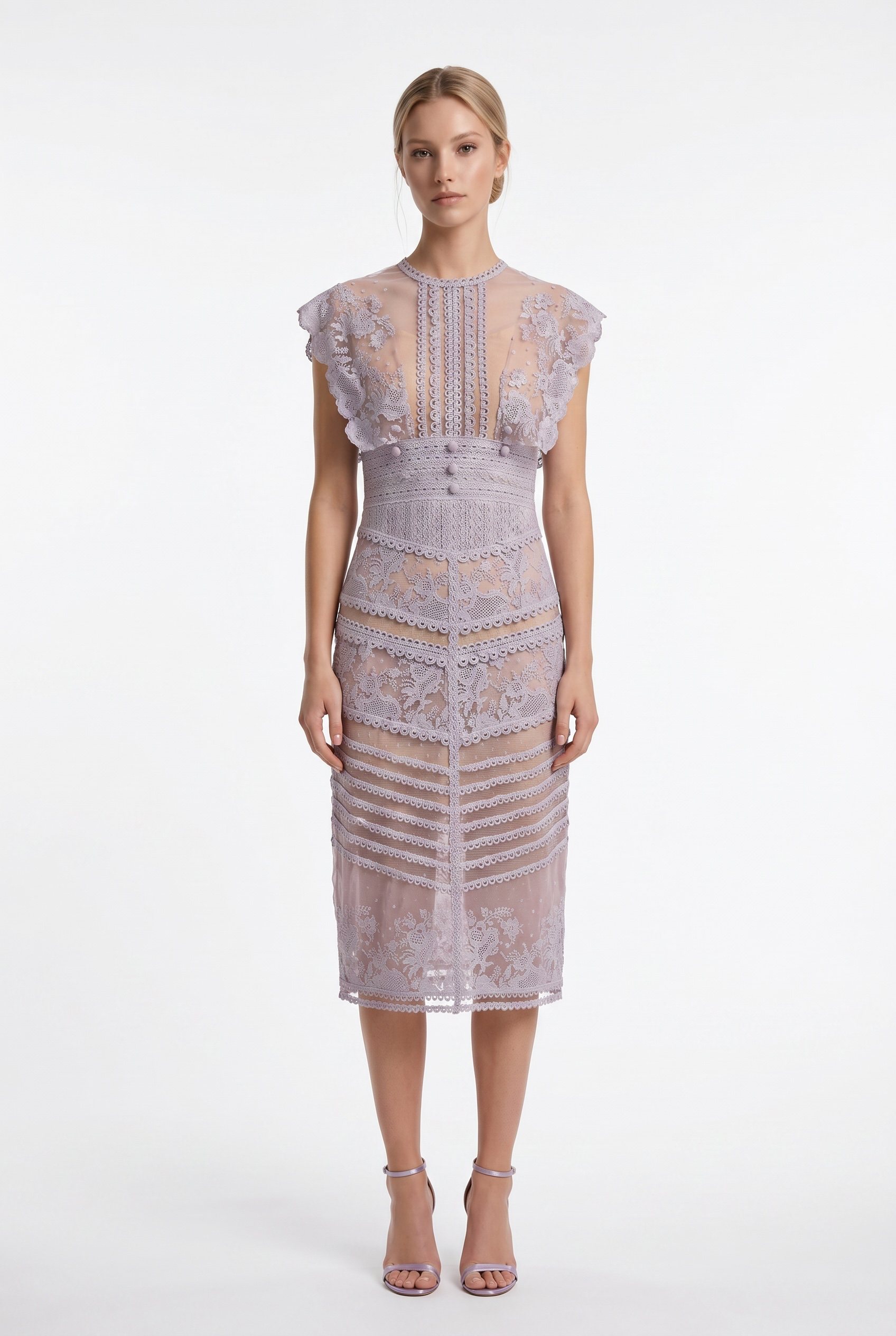 Lavender Lace Midi Dress