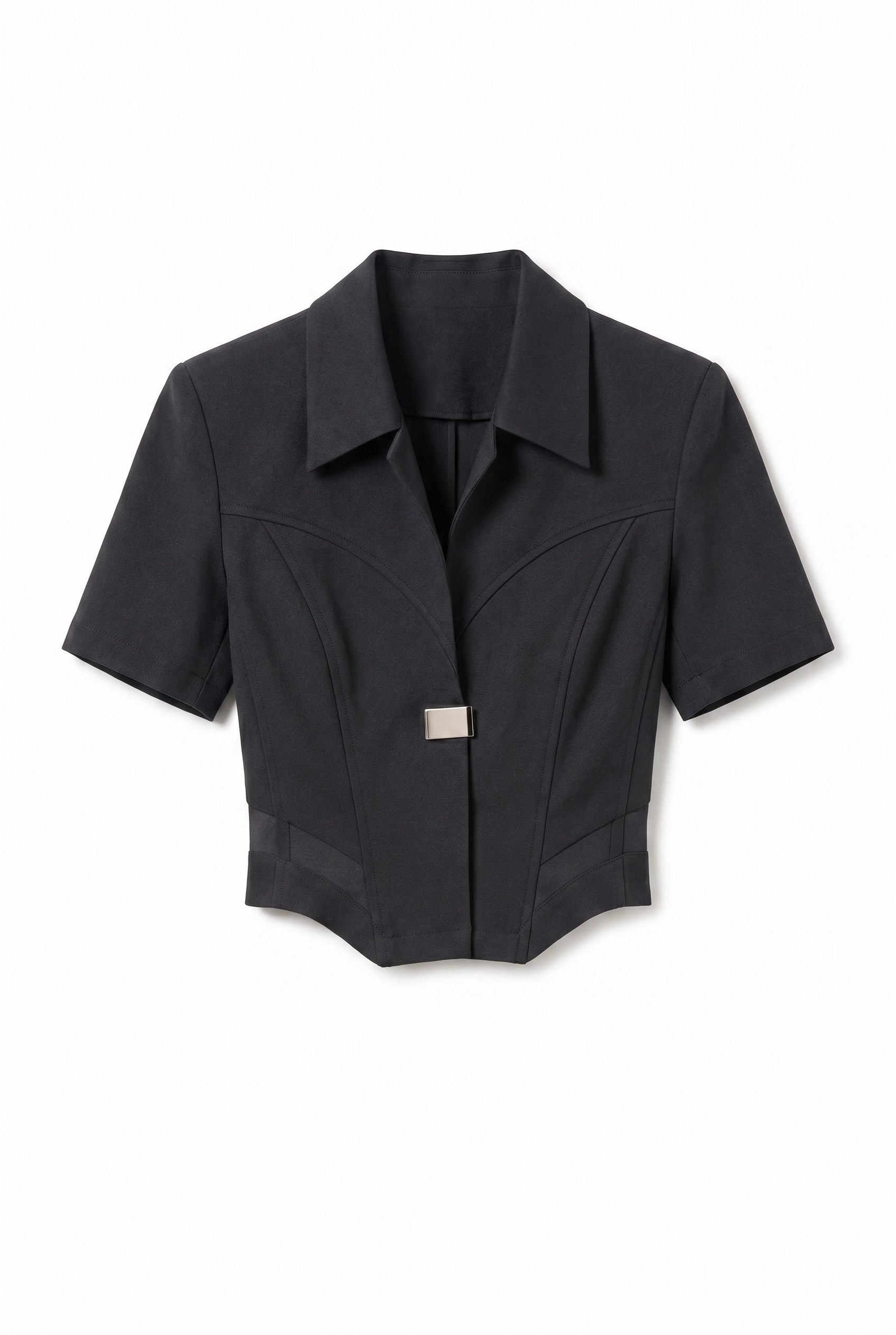 Tailored Cropped Short-Sleeve Top