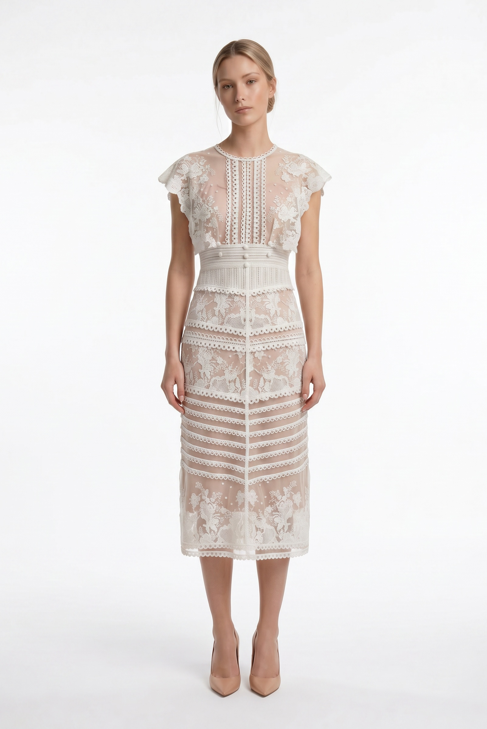 White Lace Midi Dress